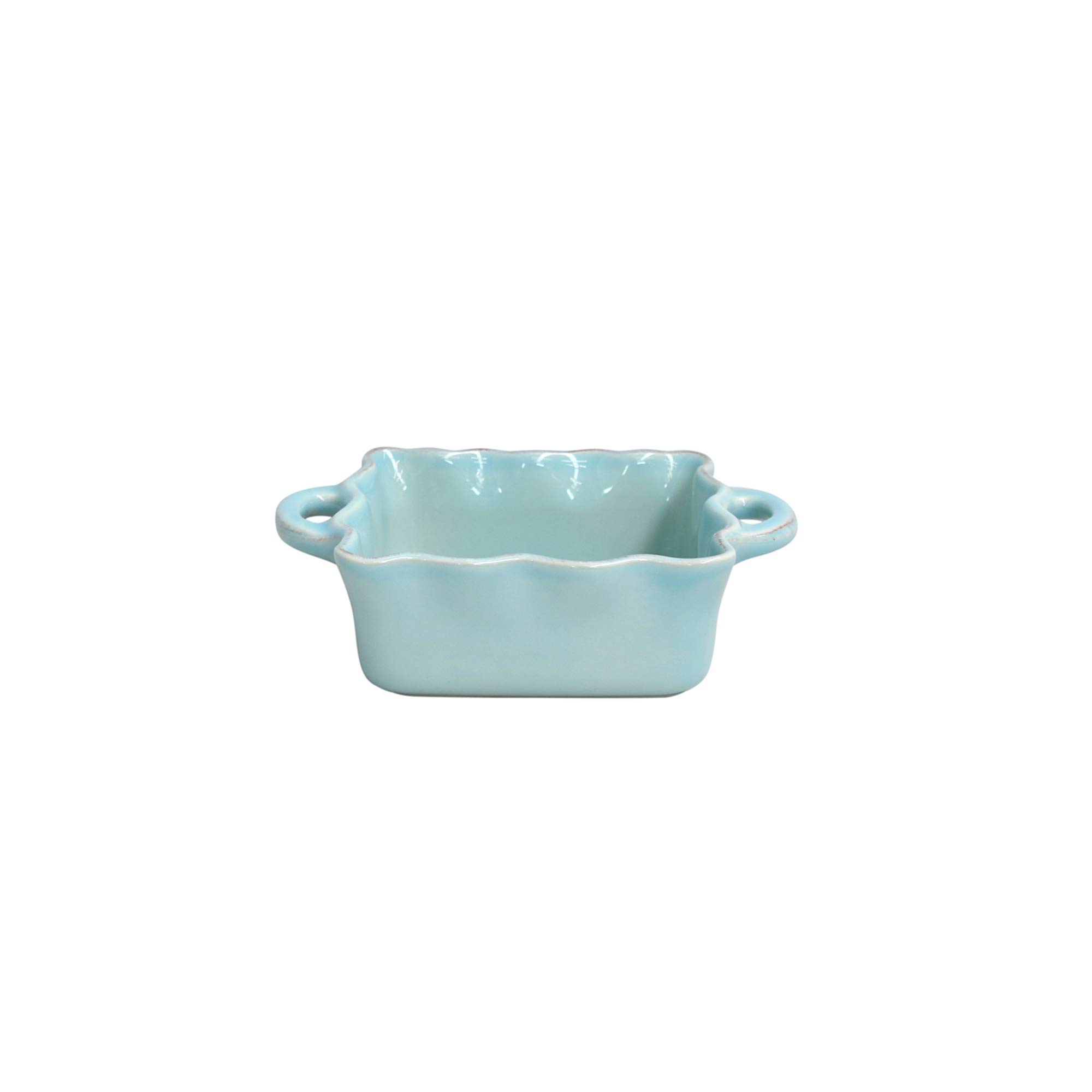 Casafina Ceramic 7-Inch Square Ruffled Baker - Oven & Dishwasher Safe Bakeware Set, Robin's Egg Blue | Food Safe Glazing | Restaurant Quality Dinnerware for Baking, Serving & Entertaining | Perfect for Casseroles, Desserts & Dinner Parties