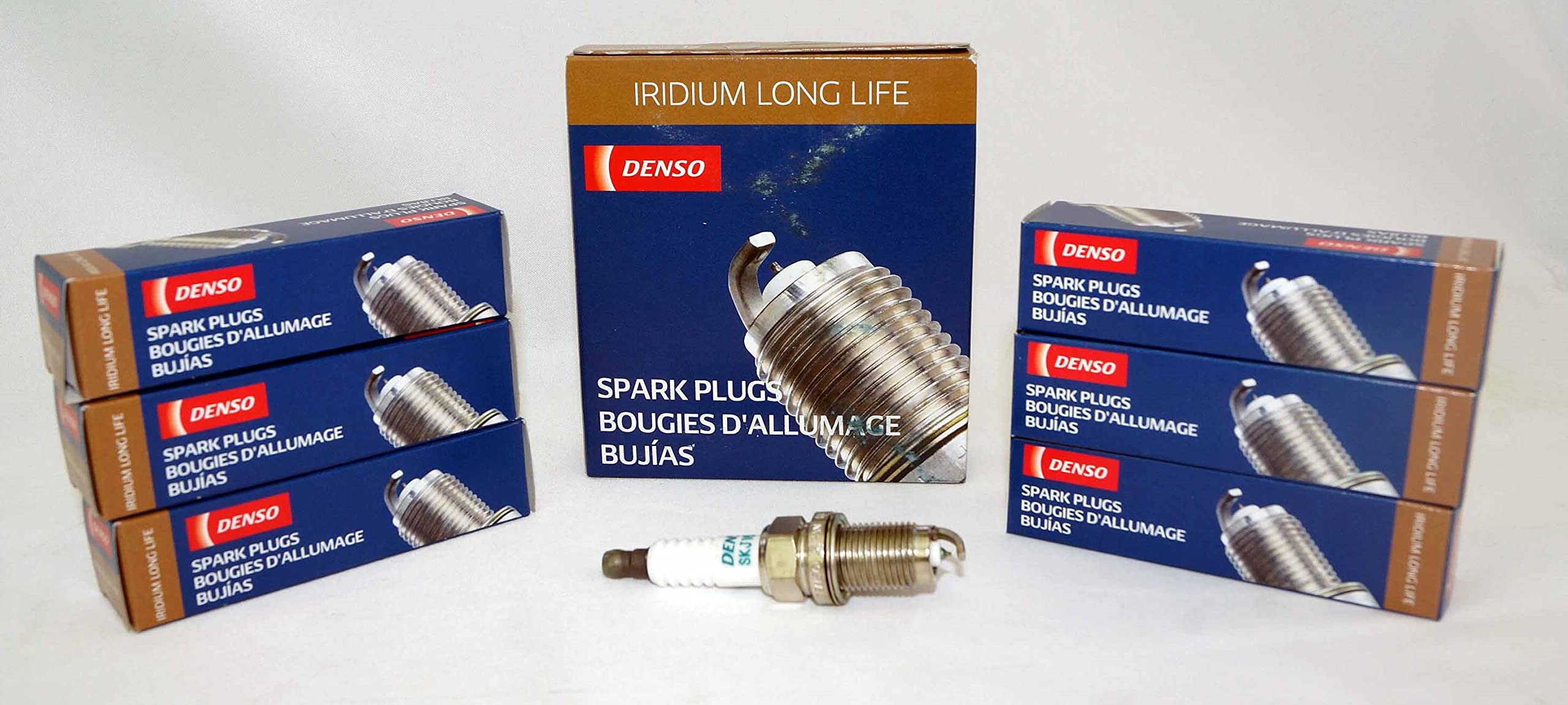 DENSO 3422 Iridium Long Life Spark Plugs (6 Pack) - SKJ16DR-M11 - High Performance Spark Plugs for Cars, Trucks & SUVs - Improved Fuel Efficiency & Engine Performance - Perfect for Daily Driving & Long Road Trips