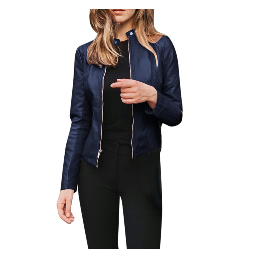 Women's Faux Leather Jacket - Oversized Bomber Moto Coat, Cropped Trench & Blazer Style | Perfect for Casual Outfits, Night Out & Fall Fashion