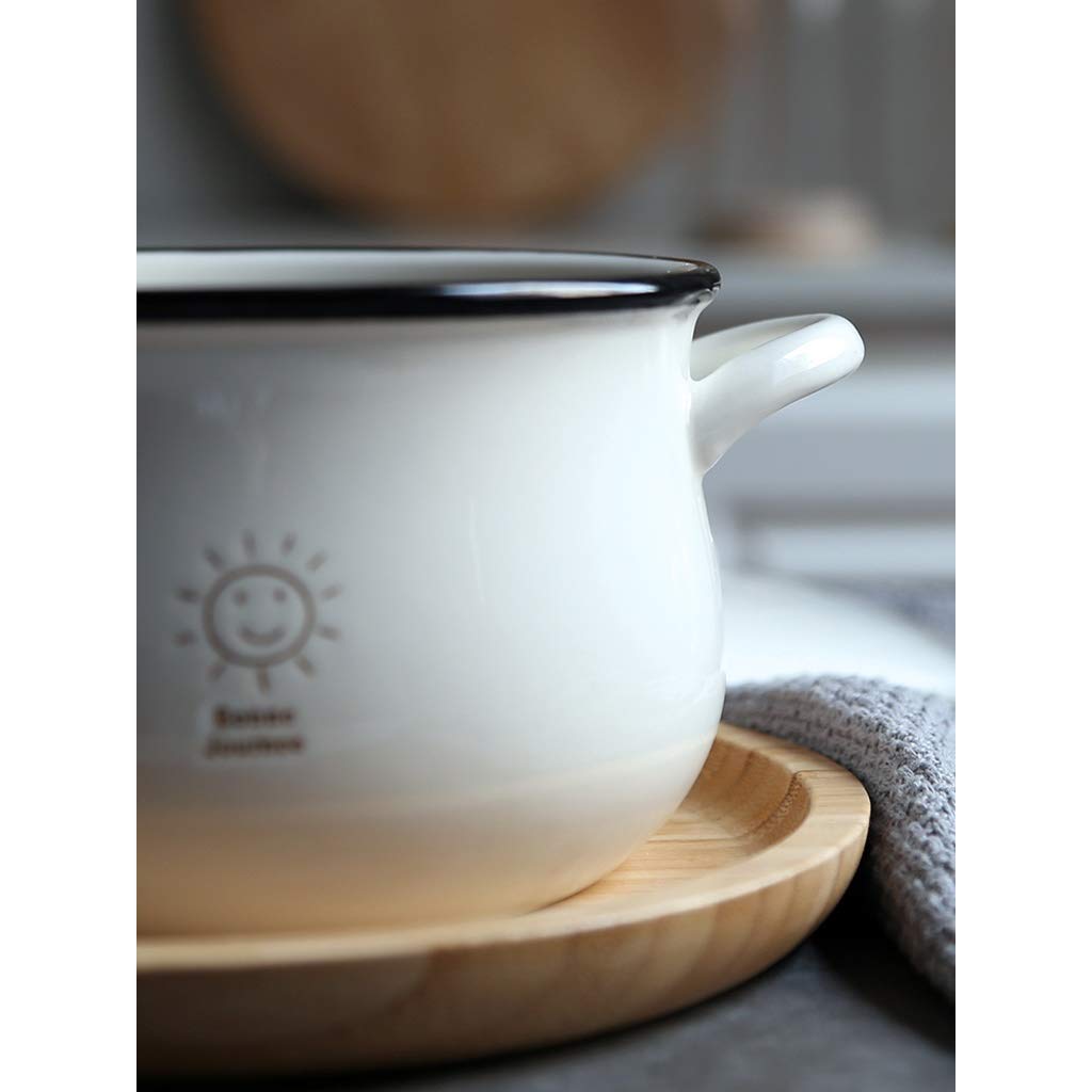 Ceramic Noodle Bowls with Lid & Handle - Large Pasta, Soup, Rice, Fruit, Ice Cream & Snack Serving Bowl - Perfect for Dining, Entertaining & Meal Prep