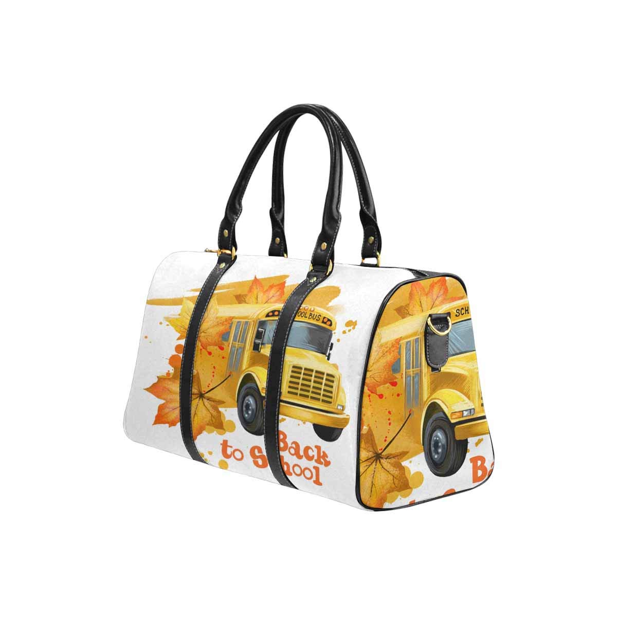 **InterestPrint Unisex Duffel Bag - Large Carry-on Overnight Weekender Bag for Travel, Gym, School & Work - Durable Waterproof Backpack with School Bus Design**