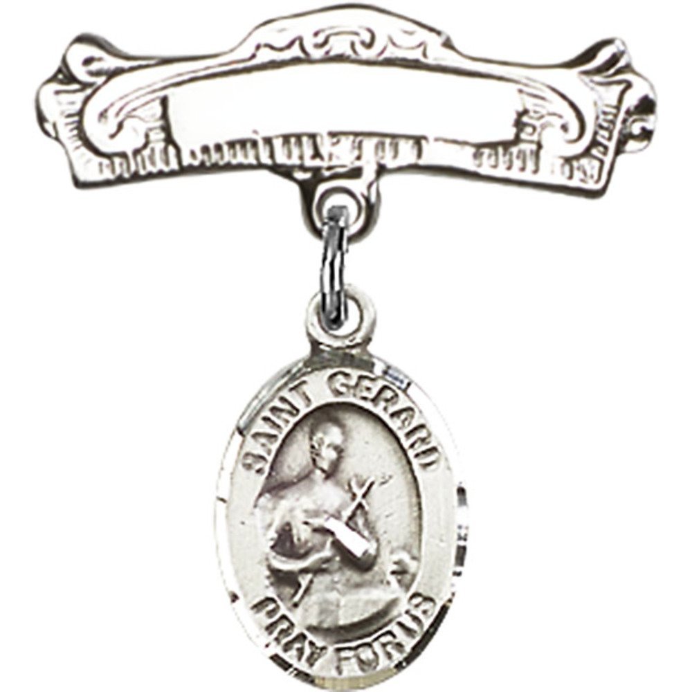 Sterling Silver Baby Badge with St. Gerard Charm - 7/8