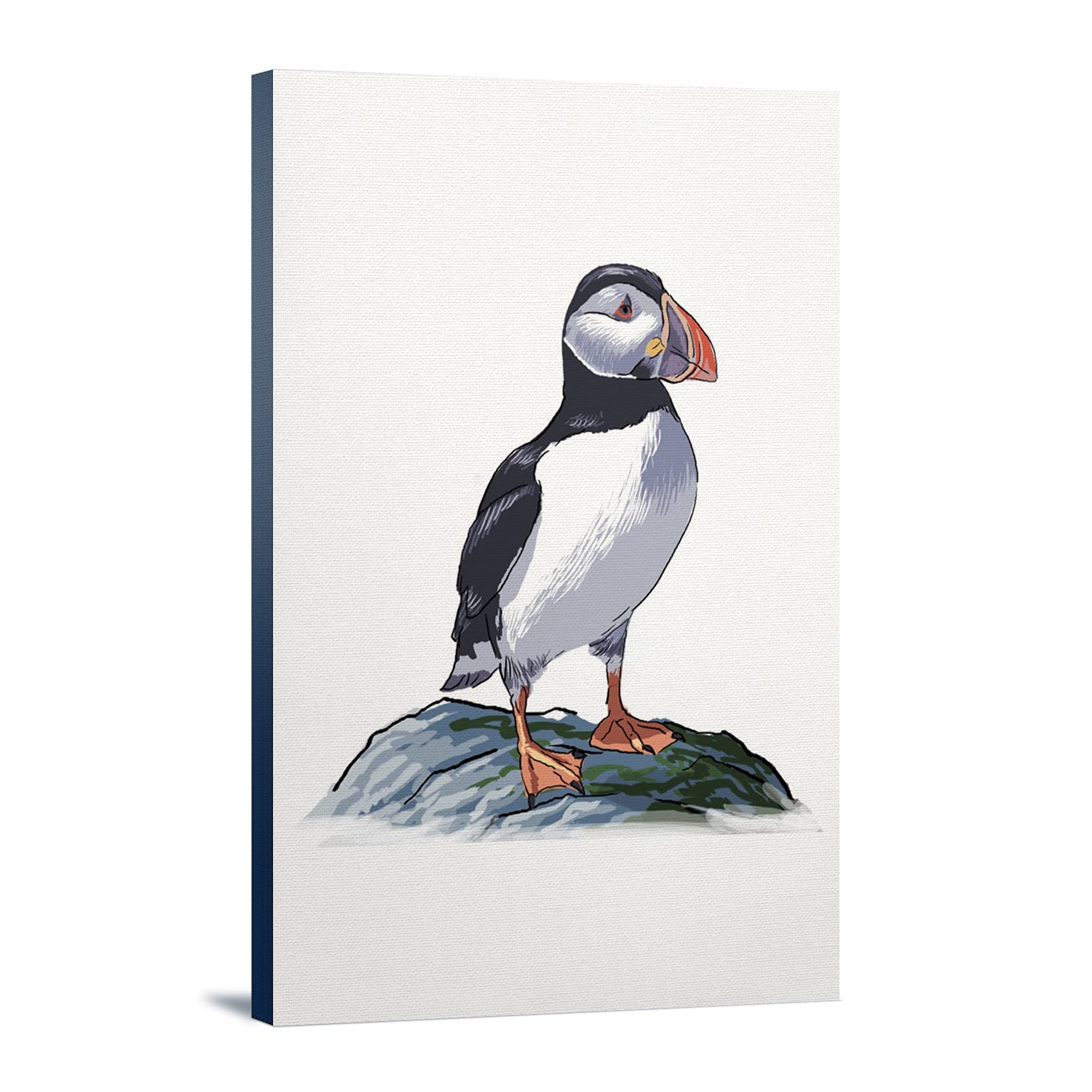 Lantern Press Puffin Icon Art Print - 12x18 Wrapped Canvas Wall Decor for Living Room, Bedroom & Office - Nature Inspired Home Artwork