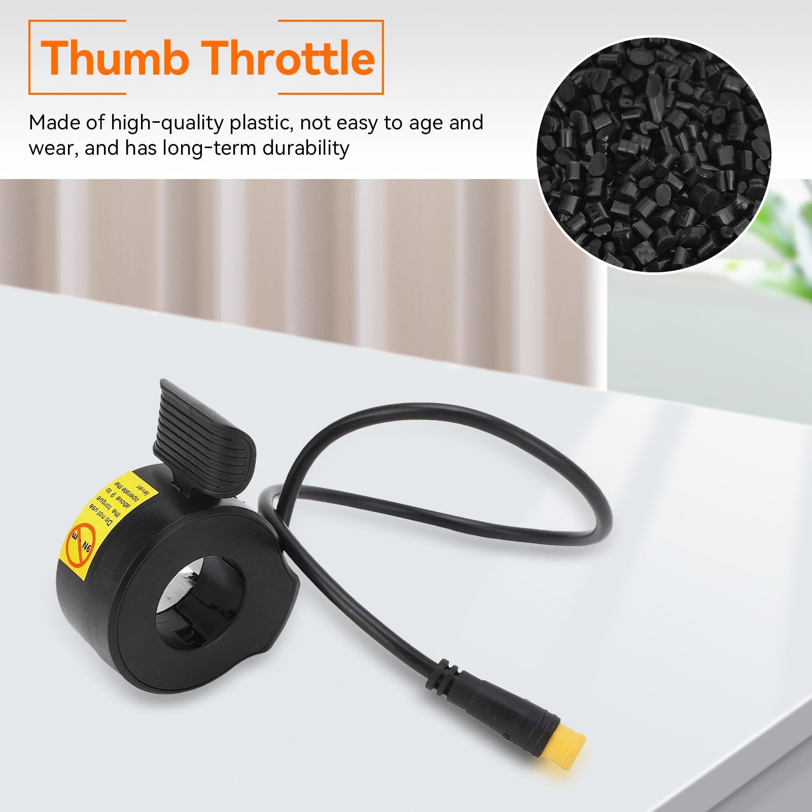 Waterproof 3-Pin E-Bike Thumb Throttle 130X - Electric Bicycle & Scooter Speed Control Accessory (Black) - Perfect for Commuting, Off-Roading & Urban Riding