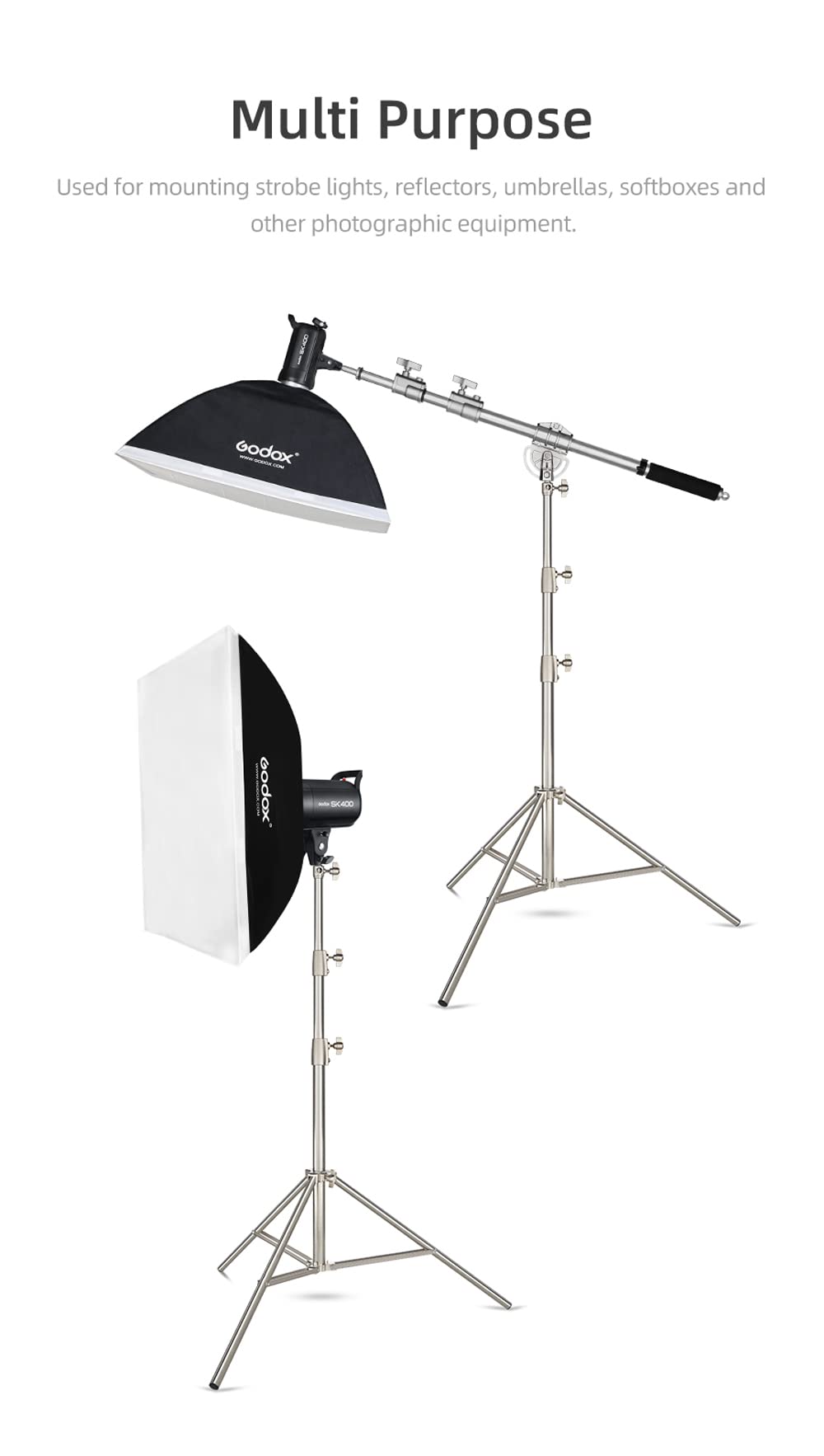 AMBITFUL 280cm/9FT Professional Studio Light Stand - Heavy Duty Stainless Steel Photography Stand for VR (HTC Vive), Video Shooting, Portrait & Product Photography (2 Pack) - Perfect for YouTube Studio, Live Streaming & Home Photography Setup