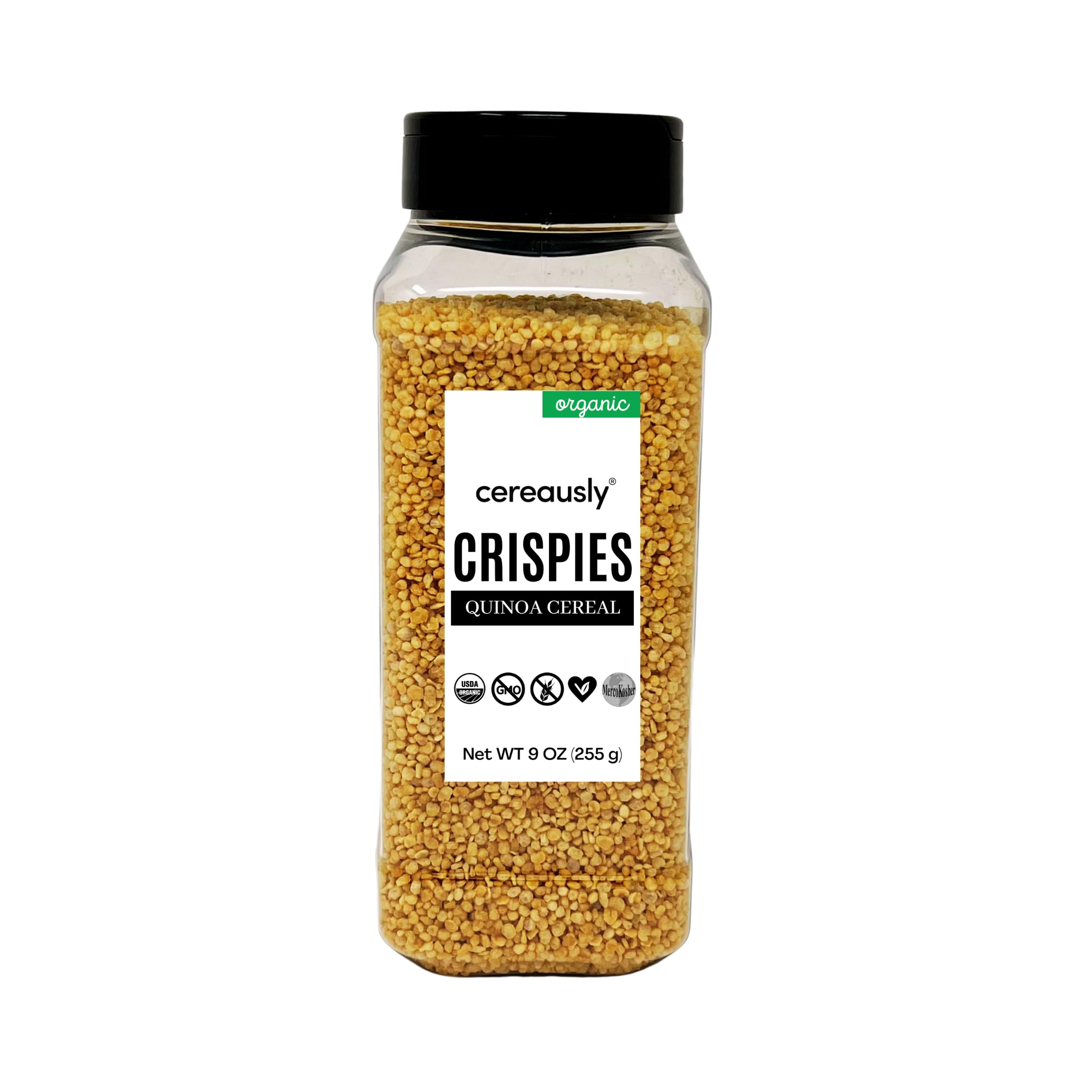 Organic White Quinoa Crisps - Healthy Puffed Quinoa Snacks for Breakfast & Toppings - Sugar-Free Toasted Quinoa Flakes - 9 oz - Perfect for Yogurt, Salads & Baking