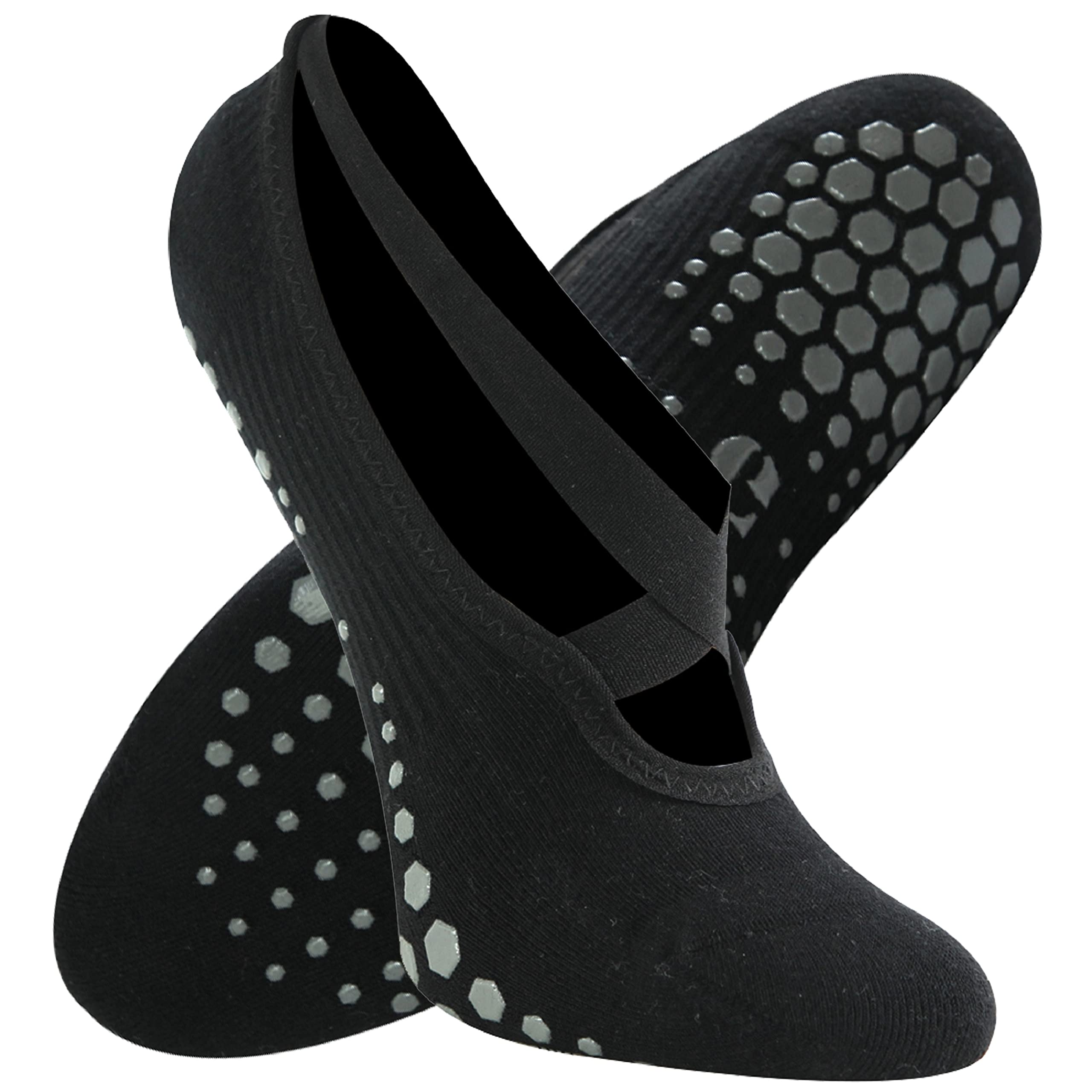 Non-Slip Grip Yoga Socks for Women & Men - Anti-Skid Pilates Barre Fitness Socks with Cushioned Sole - Ideal for Yoga, Dance, Hospital & Home Workouts
