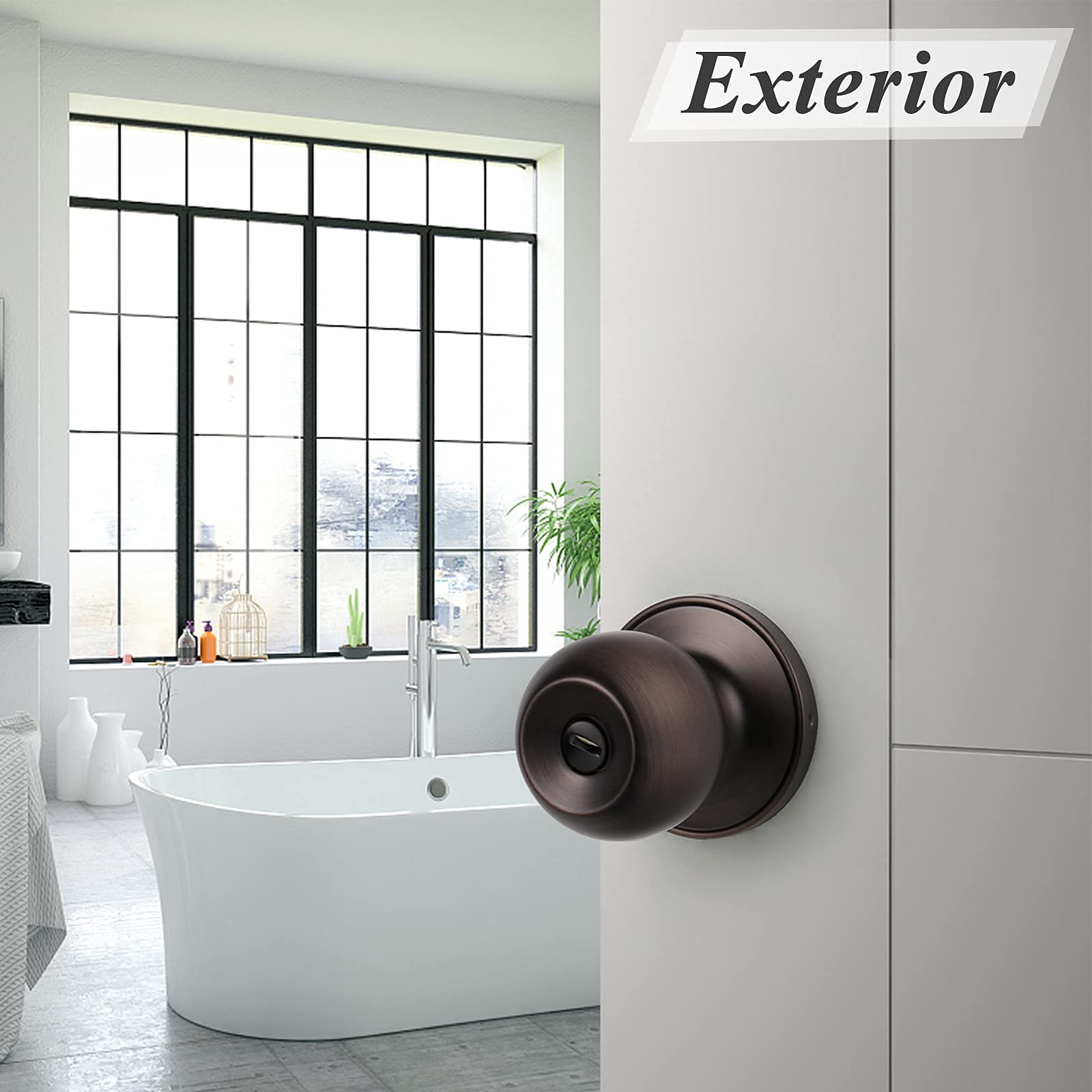 5 Pack Oil Rubbed Bronze Privacy & Passage Door Knob Set - Interior Bedroom Closet Door Handles for Home, Office & Hotel Rooms - Smooth Operation & Secure Locking Mechanism
