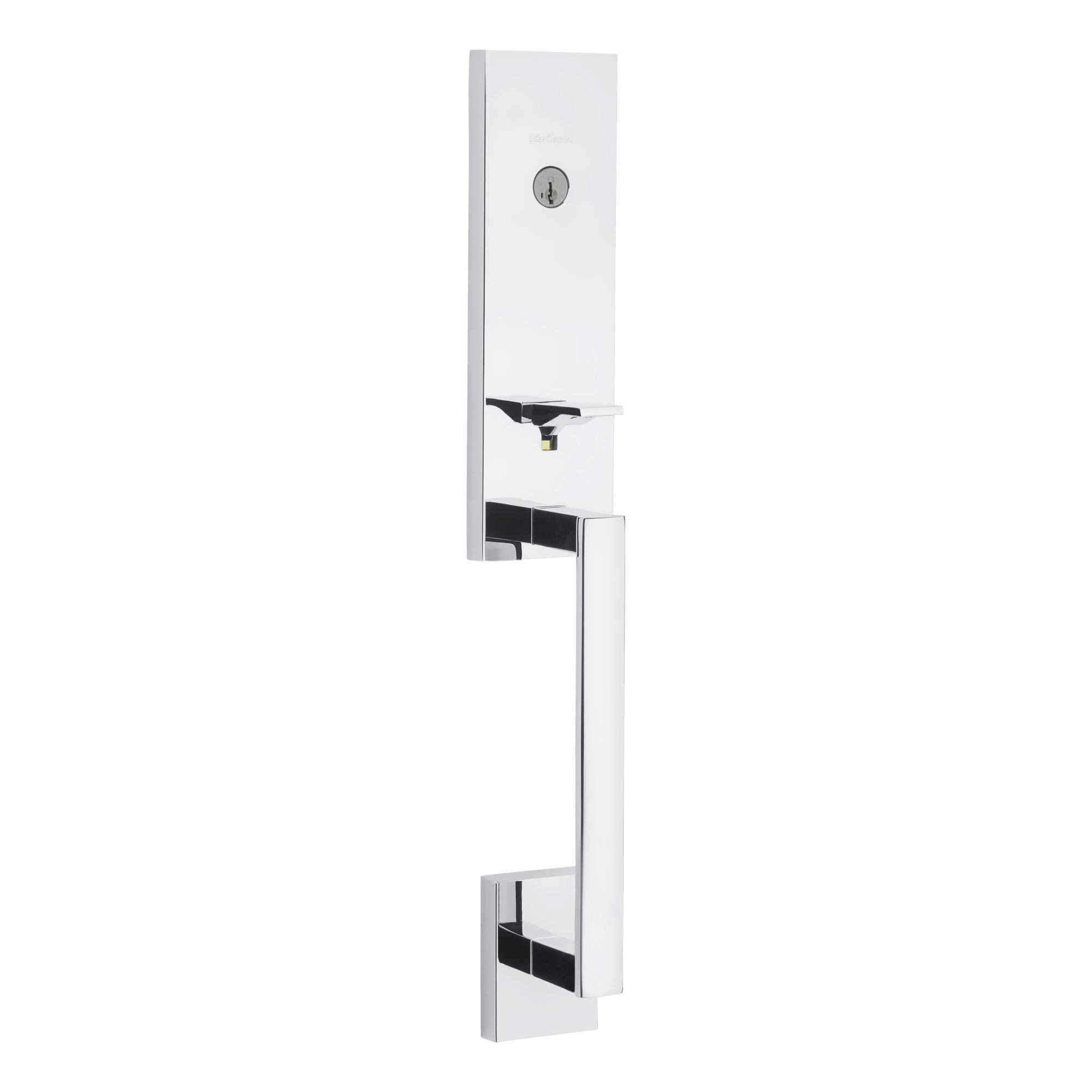 Kwikset 818VNHLIP-26S SmartKey Single Cylinder Deadbolt Exterior Door Handleset with RCAL Latch & RCS Strike - Bright Chrome Finish - Secure Entry for Homes, Apartments & Offices