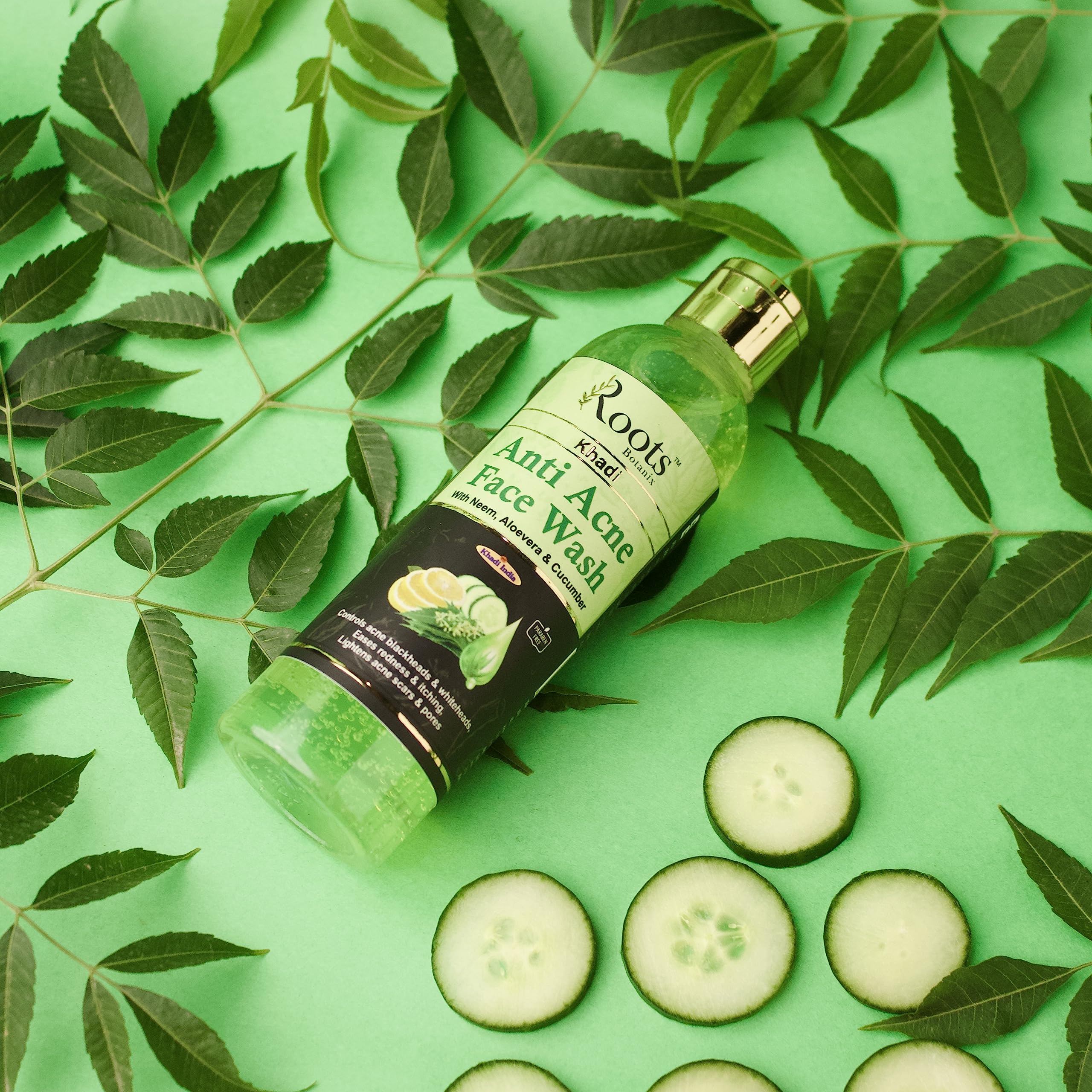 Roots Botanix Neem Face Wash for Glowing Skin - Brightening, Anti-Pollution & Pimple Control - De-Tan Cleansing Liquid Soap (200ml) | Daily Skincare Routine for Clear & Radiant Complexion