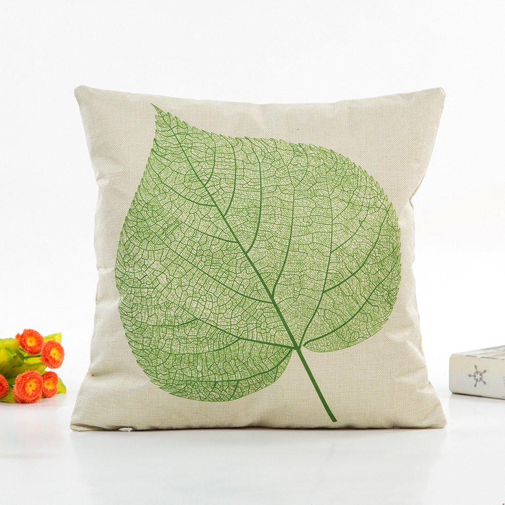 Xipoxipdo 16x16 Inch Green Floral Sofa Throw Pillow Cover - Decorative Home Cushion with Grass & Flower Pattern - Perfect for Living Room, Bedroom, or Outdoor Furniture Decor