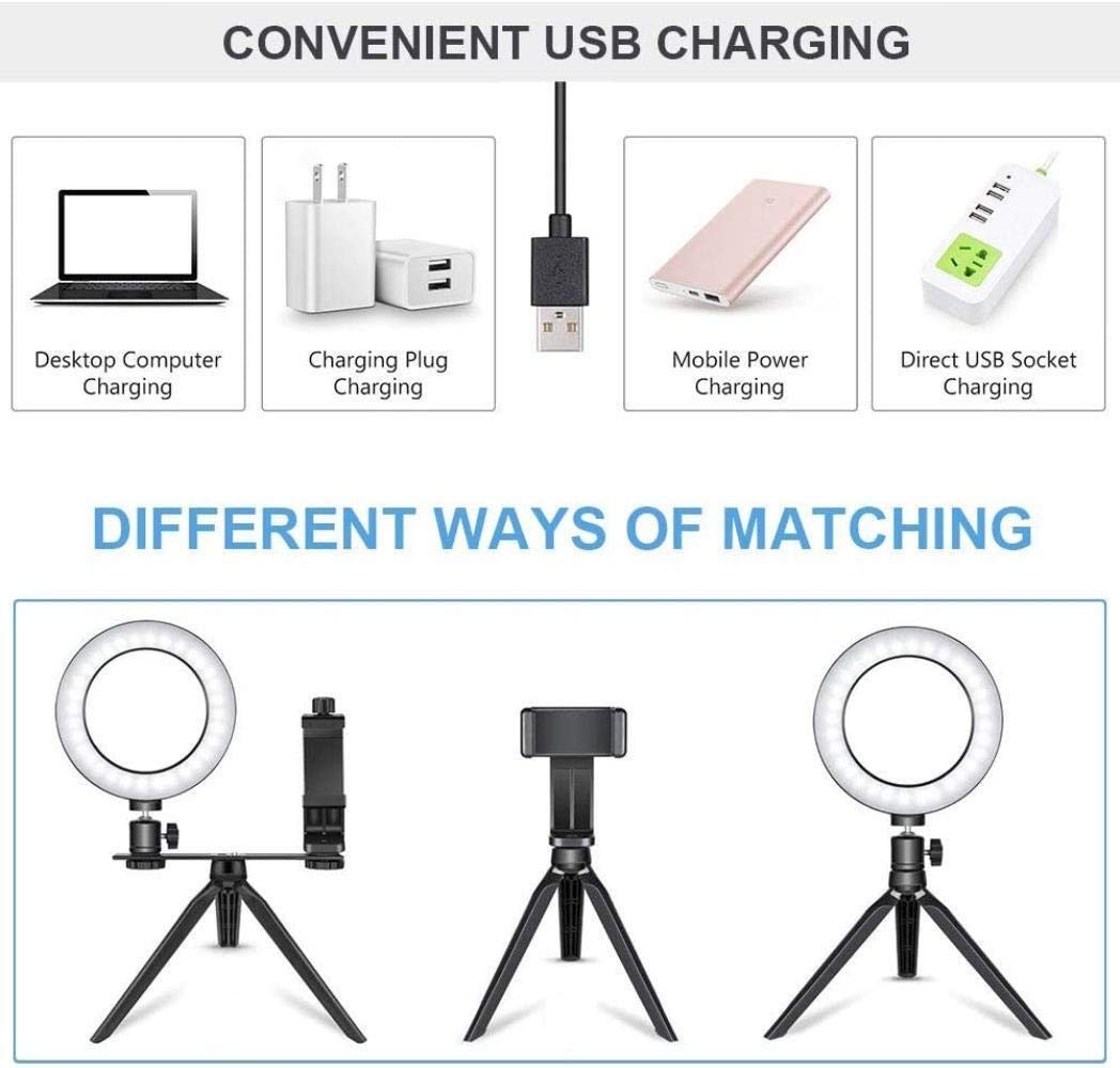 Portable LED Ring Light with Phone Stand & Tripod for Live Streaming, YouTube Videos, TikTok, Zoom Calls - Desktop Beauty Light for Makeup, Selfies, Video Conferencing