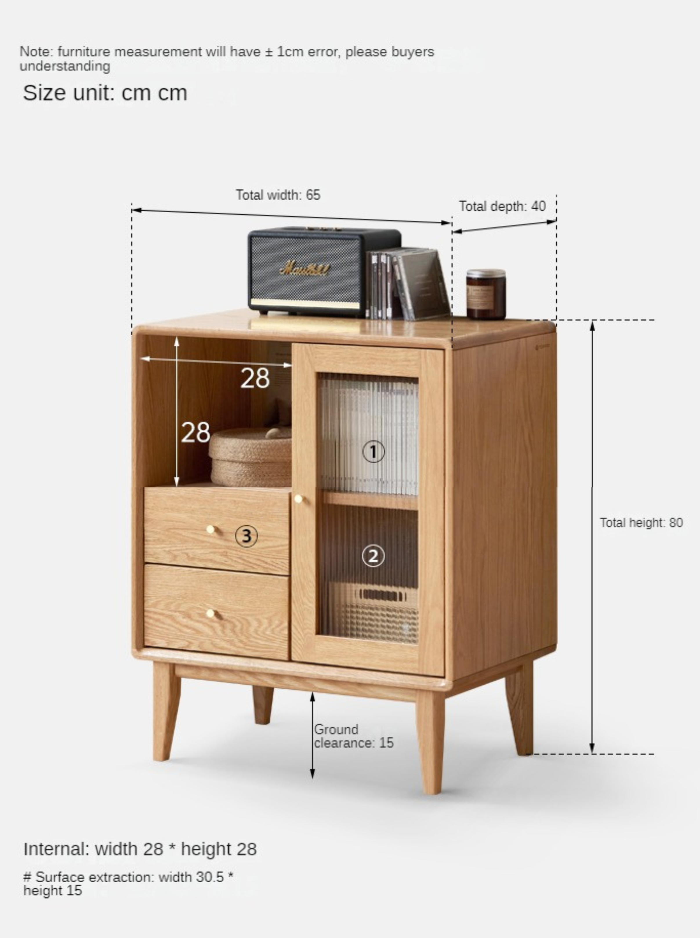 Solid Oak Wood Side Cabinet - Rustic Home Storage for Living Room, Bedroom & Entryway - Perfect for Organizing Books, Decor & Essentials