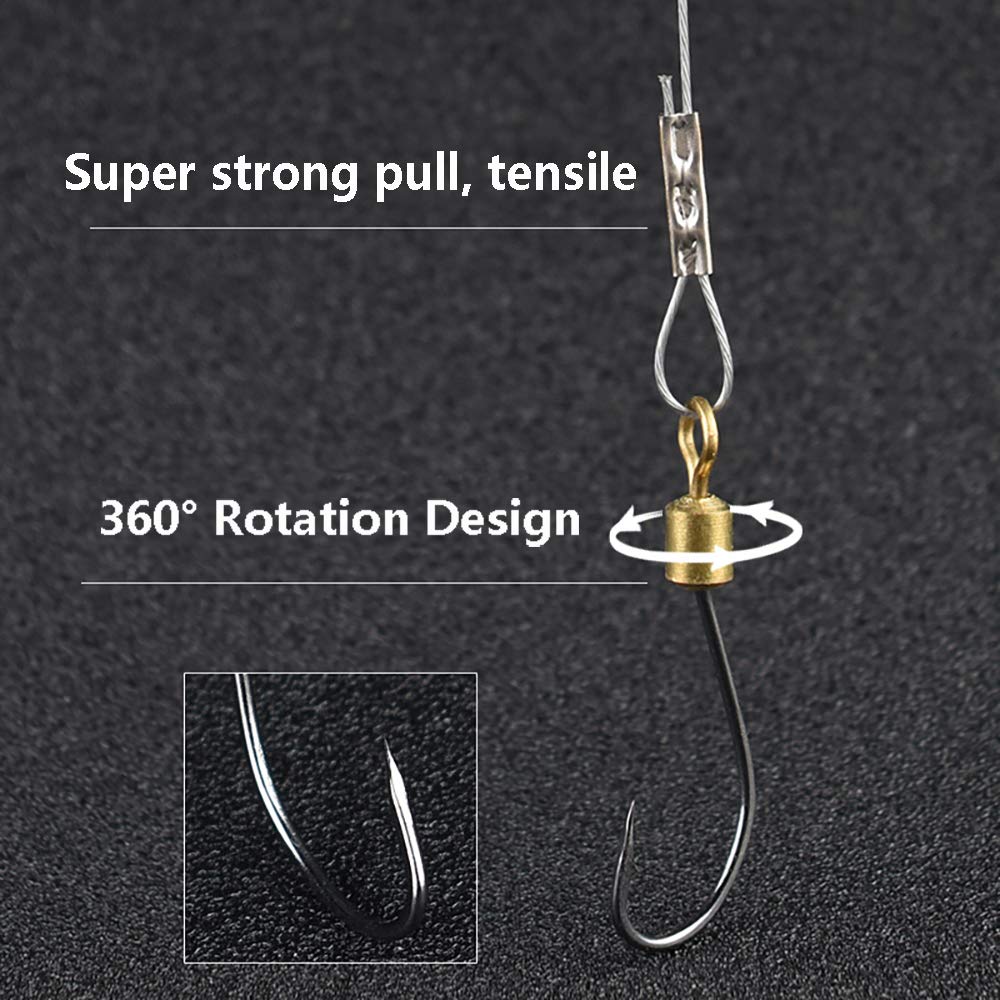 Premium Fishing Hooks and Wire Leaders Kit - Strong Saltwater & Freshwater Fishing Rigs for Bass, Trout, Catfish - Ideal for Pier, Boat & Shore Fishing Adventures