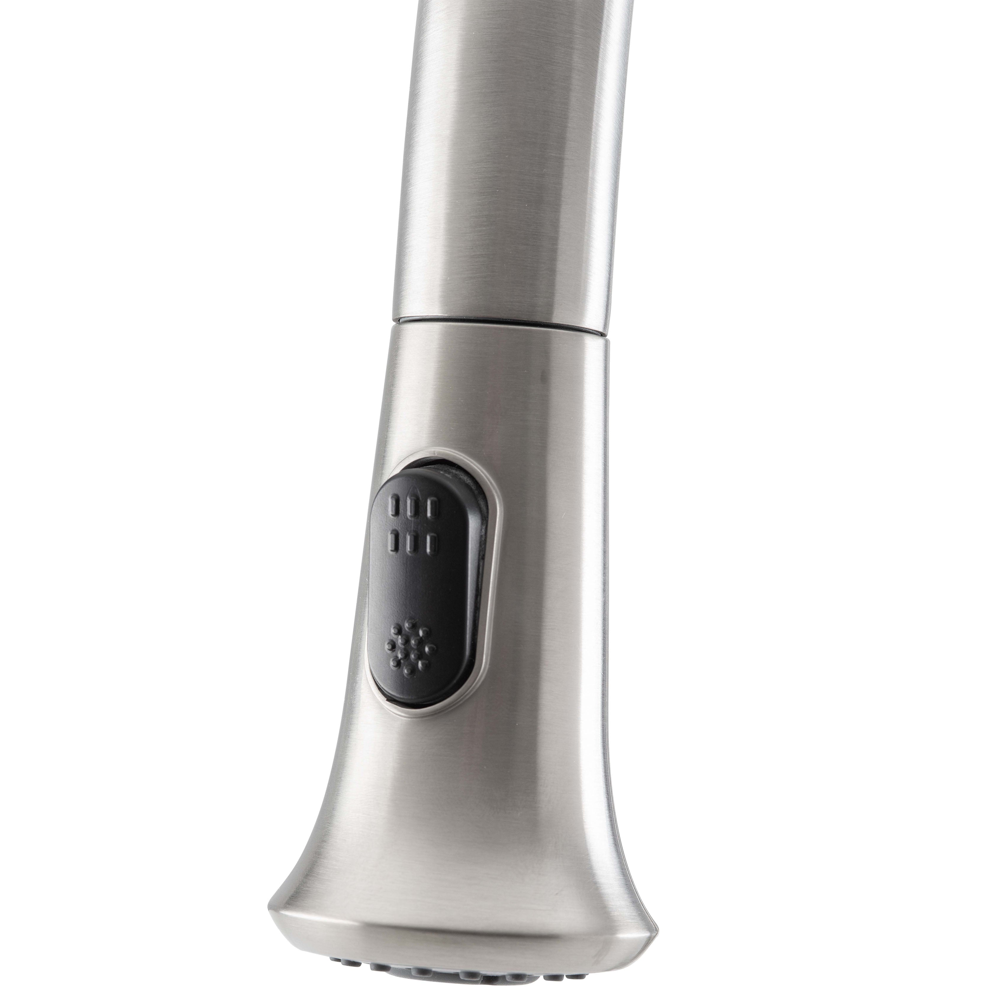 Rivella Pull Down Single Handle Dual Spray Brushed Nickel Kitchen Faucet - Perfect for Modern Home & Restaurant Sinks