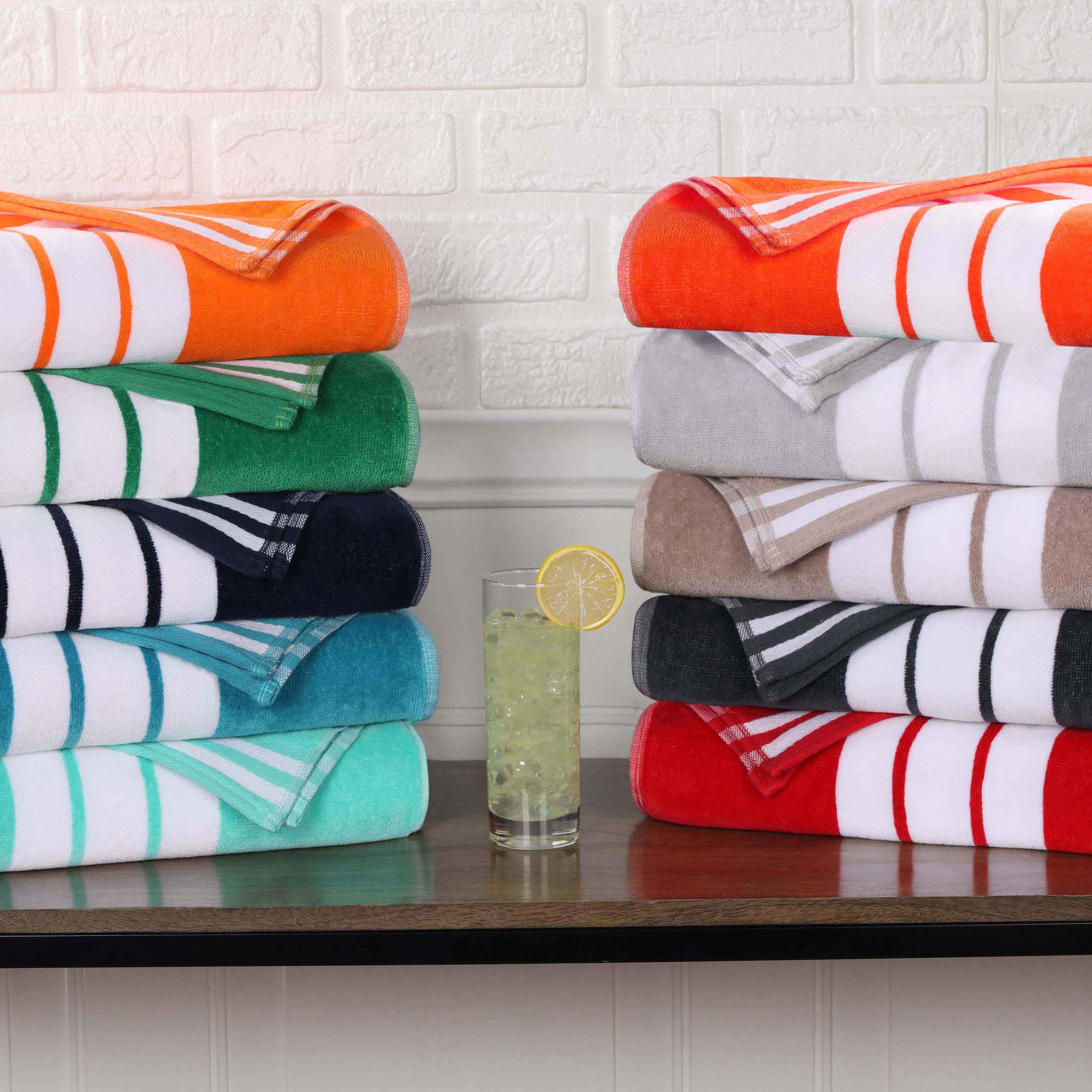 Premium Oversized Cabana Striped Cotton Beach Towel Set - 2, 4, or 6 Pack - Soft Quick-Dry Bath Towels for Pool, Beach, Vacation & Spa Days