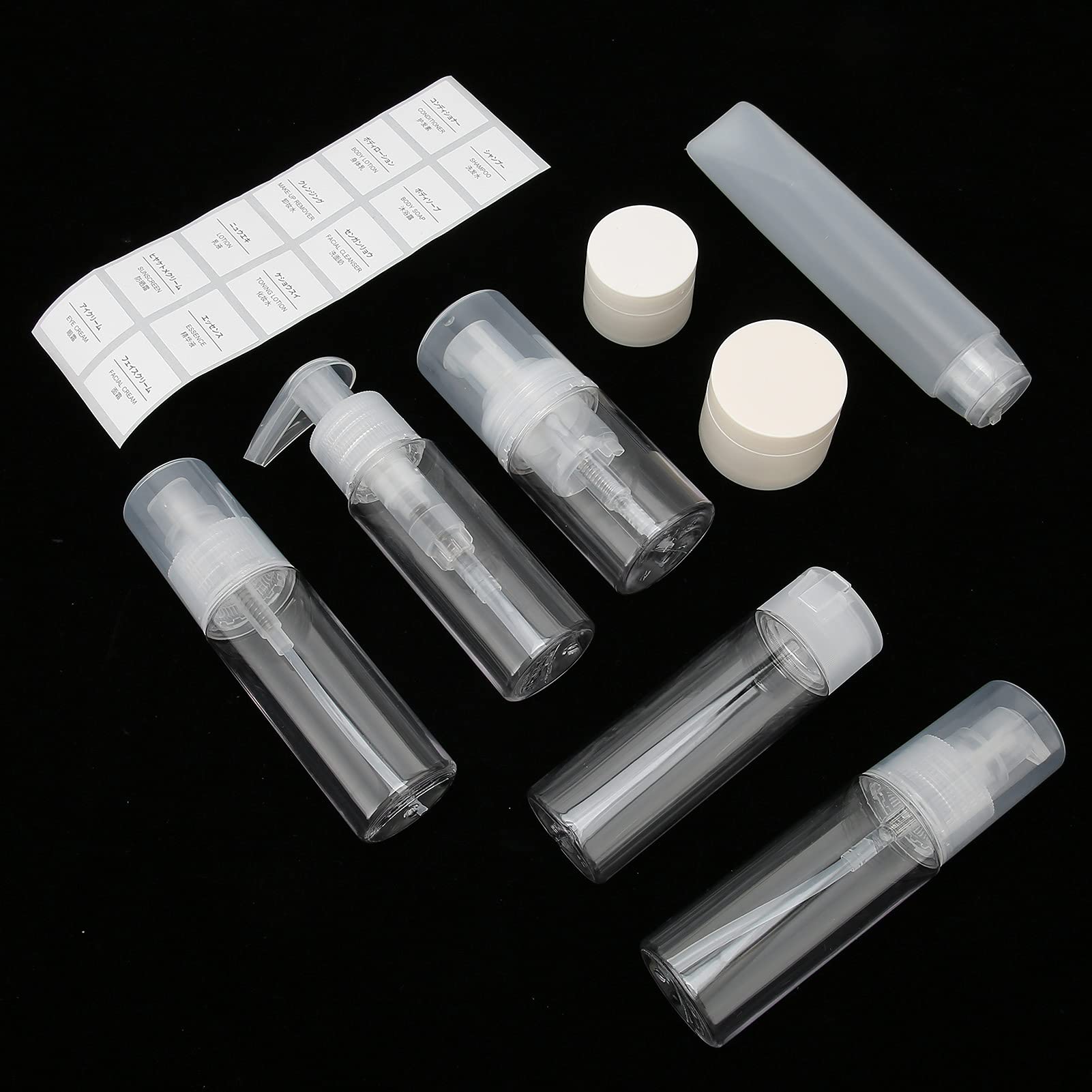EXCLUZO 8-Piece Travel Bottle Set - Leak-Proof Refillable Clear Plastic Toiletry Containers for Shampoo, Lotion & Cosmetics | TSA Approved for Airplane Carry-On & Vacation Essentials