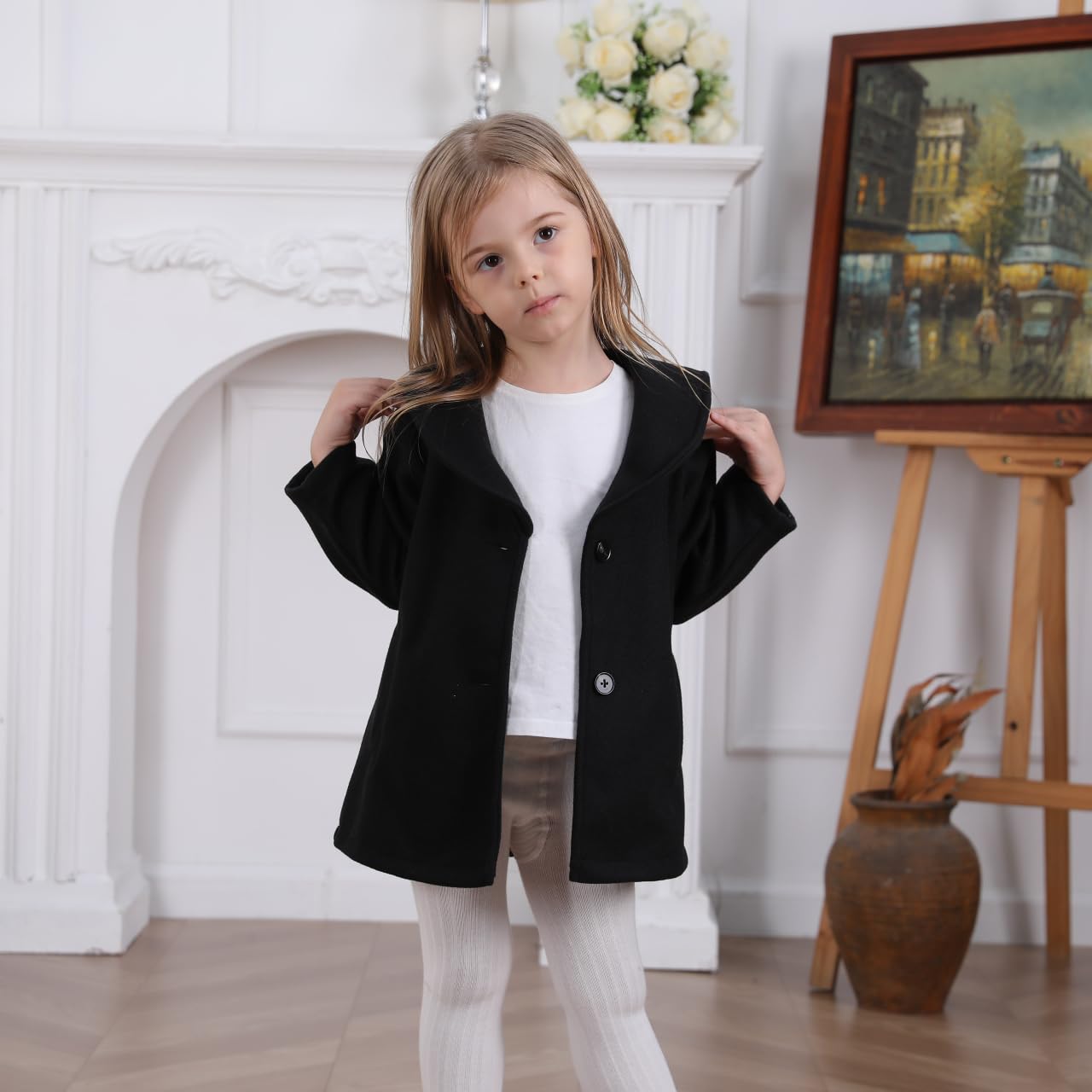 Goodplayer Baby Boys & Girls Pea Coat - Toddler Winter Jacket with Buttons, Warm Outerwear for Fall & Winter | Perfect for Outdoor Play & Family Outings