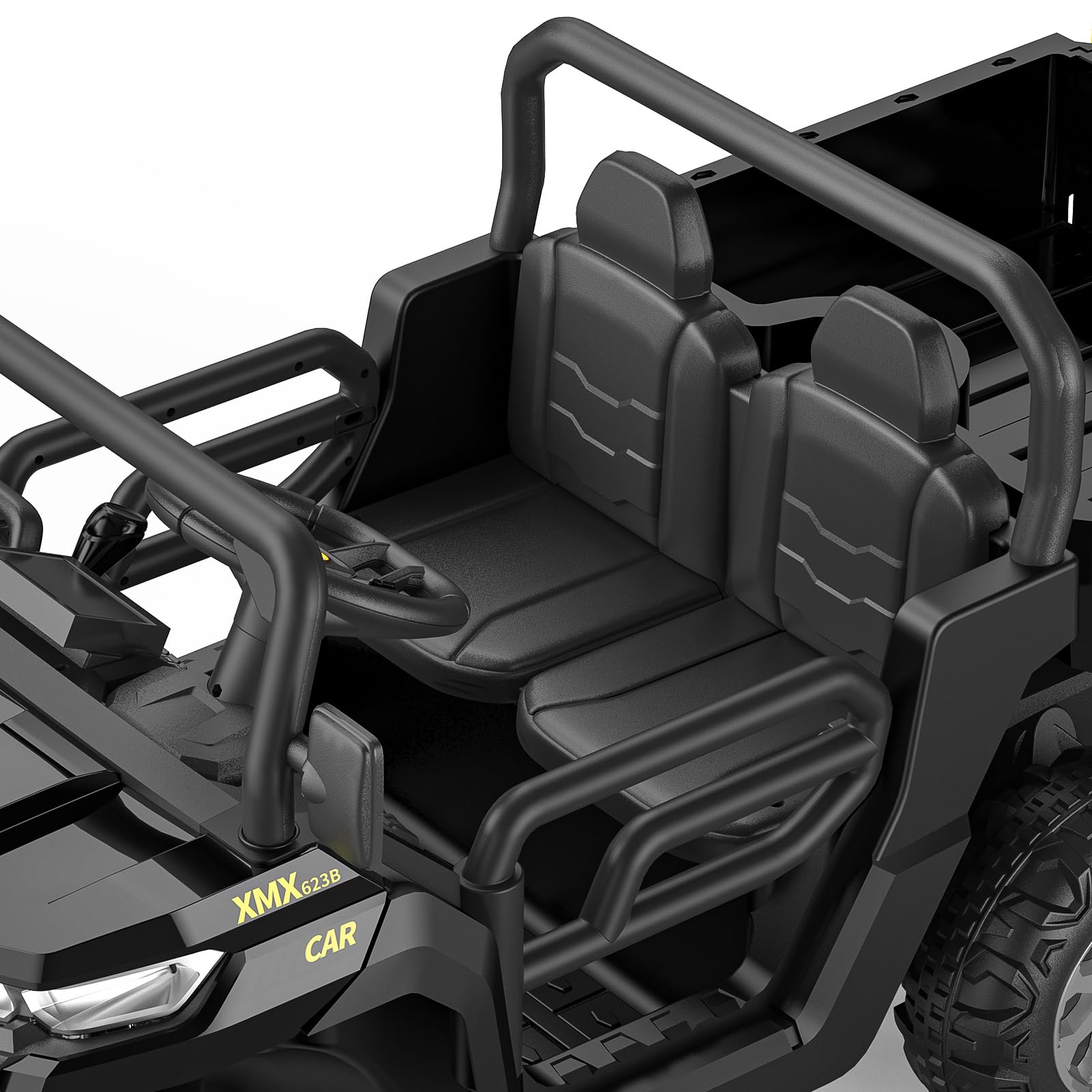 GARVEE 24V 2 Seater Kids Ride On Dump Truck - 6X6 Electric UTV with Remote Control, Battery Powered 6 Wheeler Toy Car for Boys & Girls Ages 3+ (Black) | Perfect for Outdoor Play, Backyard Adventures & Birthday Gifts