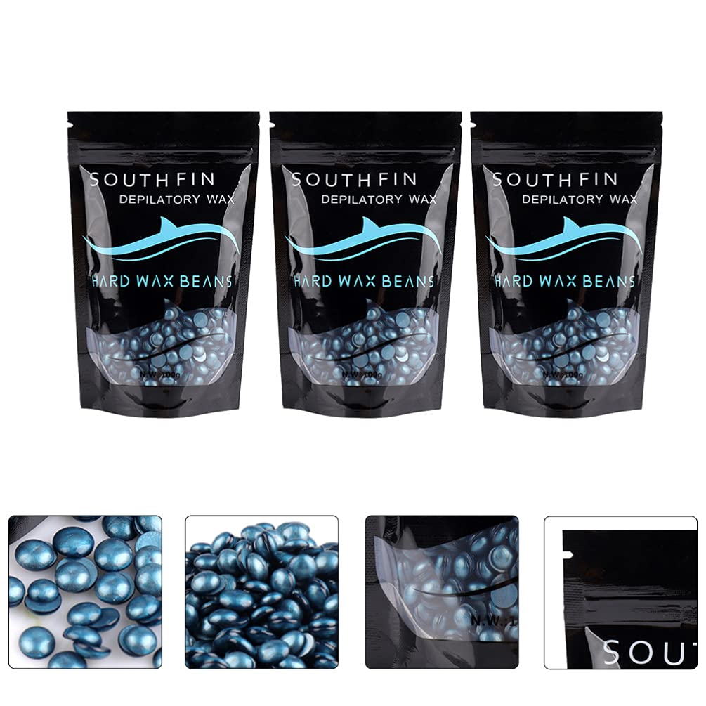 Healifty 3-Pack Hard Wax Beads for Hair Removal - Full Body, Face & Legs - Blue Depilatory Wax Kit with Pearl Wax Beads for Smooth Skin - At-Home Waxing & Salon Use