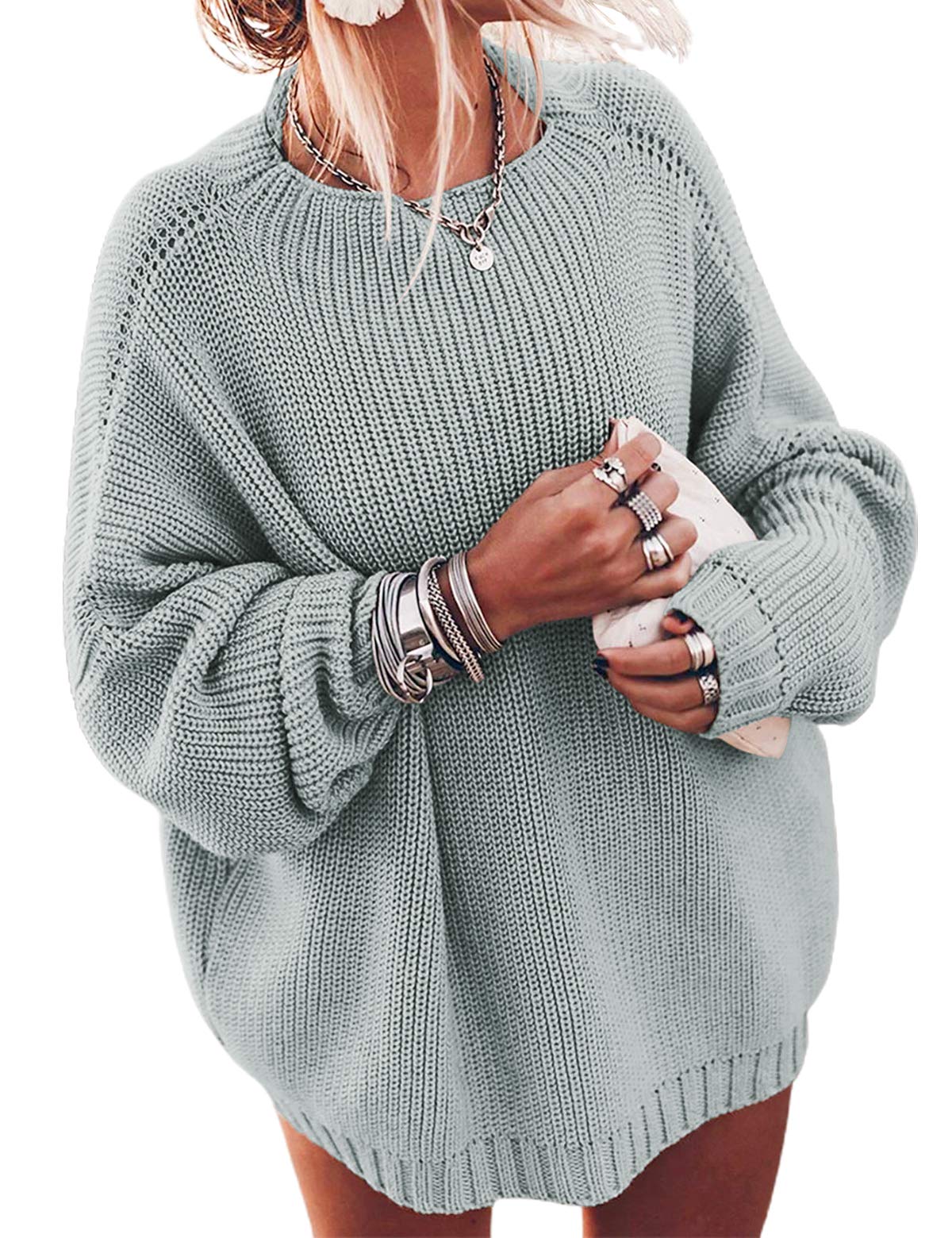 Ugerlov Women's Oversized Sweaters - Batwing Sleeve Mock Neck Chunky Knit Pullover | Cozy Winter Fashion for Casual Outings & Lounge Wear