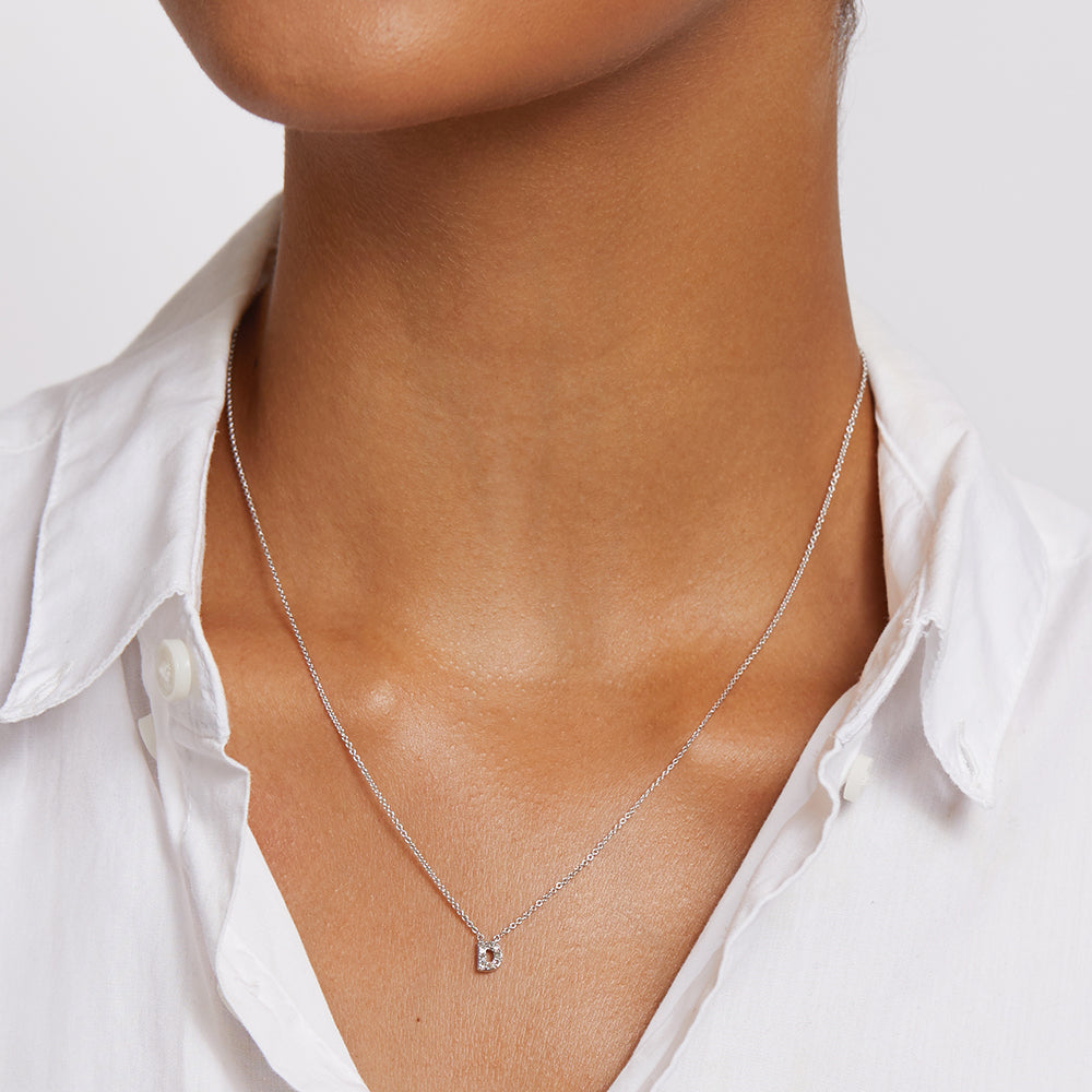 Diamond Letter D Necklace in Sterling Silver - Perfect for Gifts, Birthdays & Personalized Jewelry