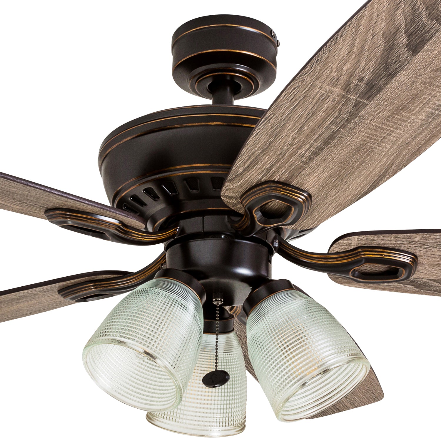 52 Inch Marston Oil Rubbed Bronze Ceiling Fan with Pull Chain - Perfect for Living Room, Bedroom & Outdoor Patio Cooling