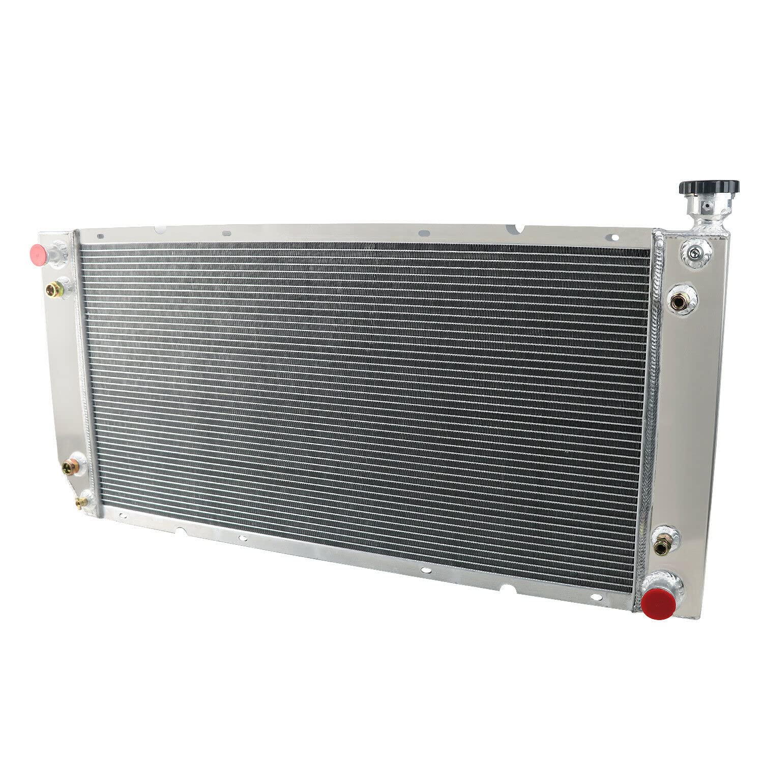 High-Performance 3 Row Aluminum Radiator for 1994-2000 Chevy GMC C/K Series Pickups & SUVs (C1500 C2500 C3500 K1500 K2500 K3500 Suburban Tahoe Yukon Escalade) - Compatible with V6 & V8 Engines, Includes Cooling Fan Shroud & Relay - Perfect for Off-Roading, Towing & Heavy-Duty Use