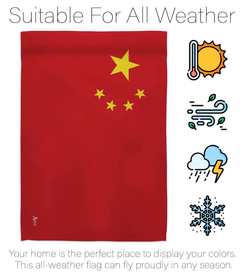Americana Home & Garden China Garden Flag Set with Stand - Double-Sided House Decoration Banner for Yard, Patio & Outdoor - Regional Nation International World Country Themed - Made in USA - Perfect for Holidays, Events & Seasonal Decor