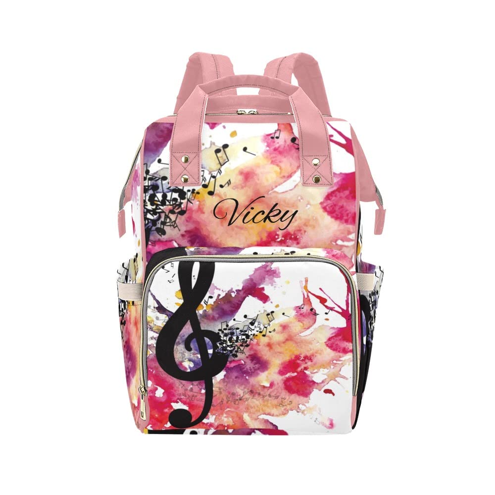 Personalized Diaper Bag with Music Notes & Clef Design - Custom Waterproof Nursing Tote & Maternity Backpack for Moms - Perfect for Travel, Outdoor & Everyday Use