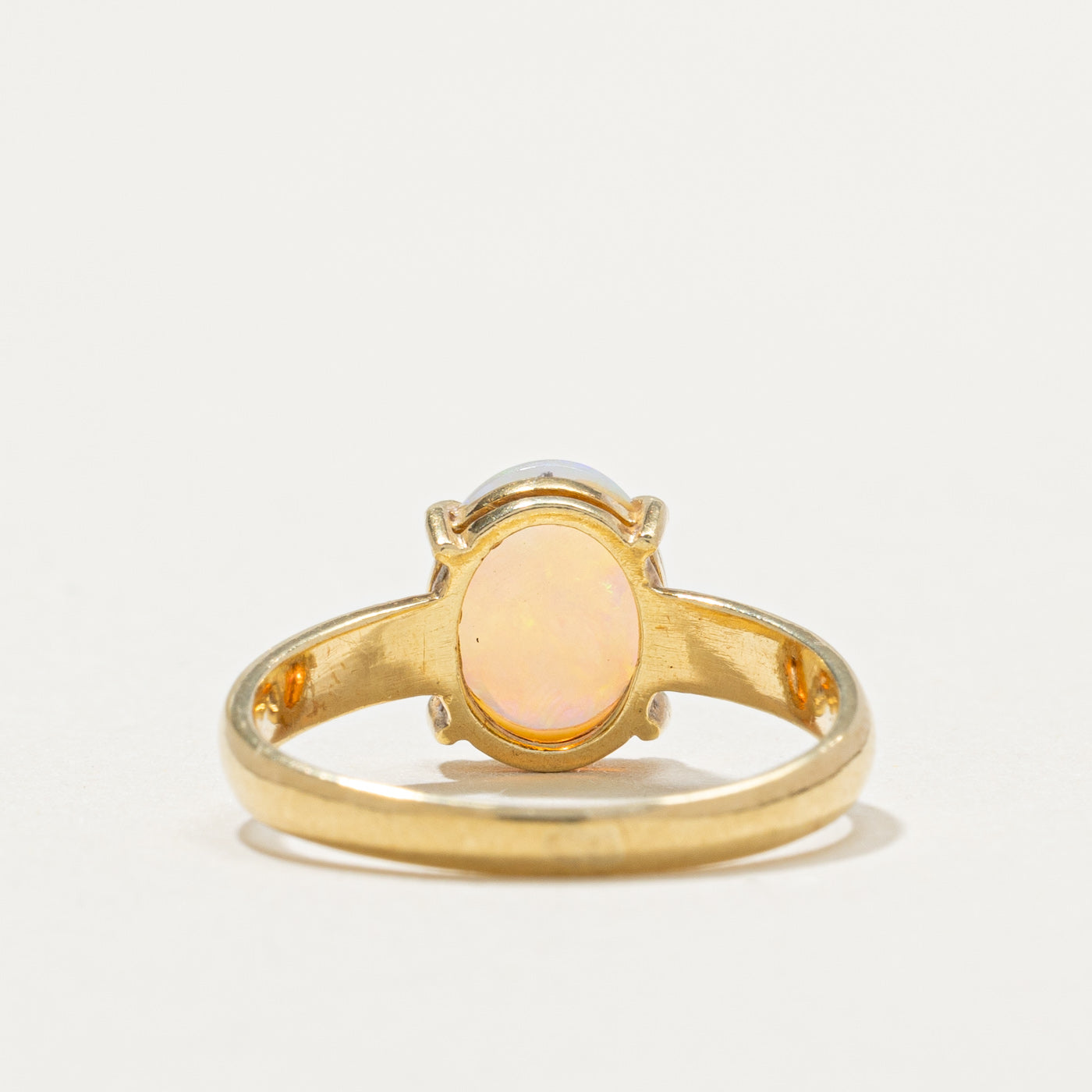 14K Gold Oval Opal Ring - 0.82ct Genuine Opal - Size 5 - Elegant Birthstone Jewelry for Women - Perfect for Engagement, Anniversary & Special Occasion Gifts