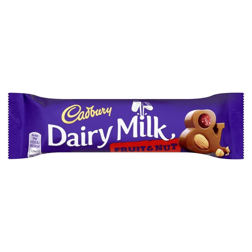 Cadbury Dairy Milk Fruit and Nut Chocolate Bar - 49g (Pack of 6) | Premium Milk Chocolate with Almonds & Raisins | Perfect for Gifts, Snacking & Dessert Toppings