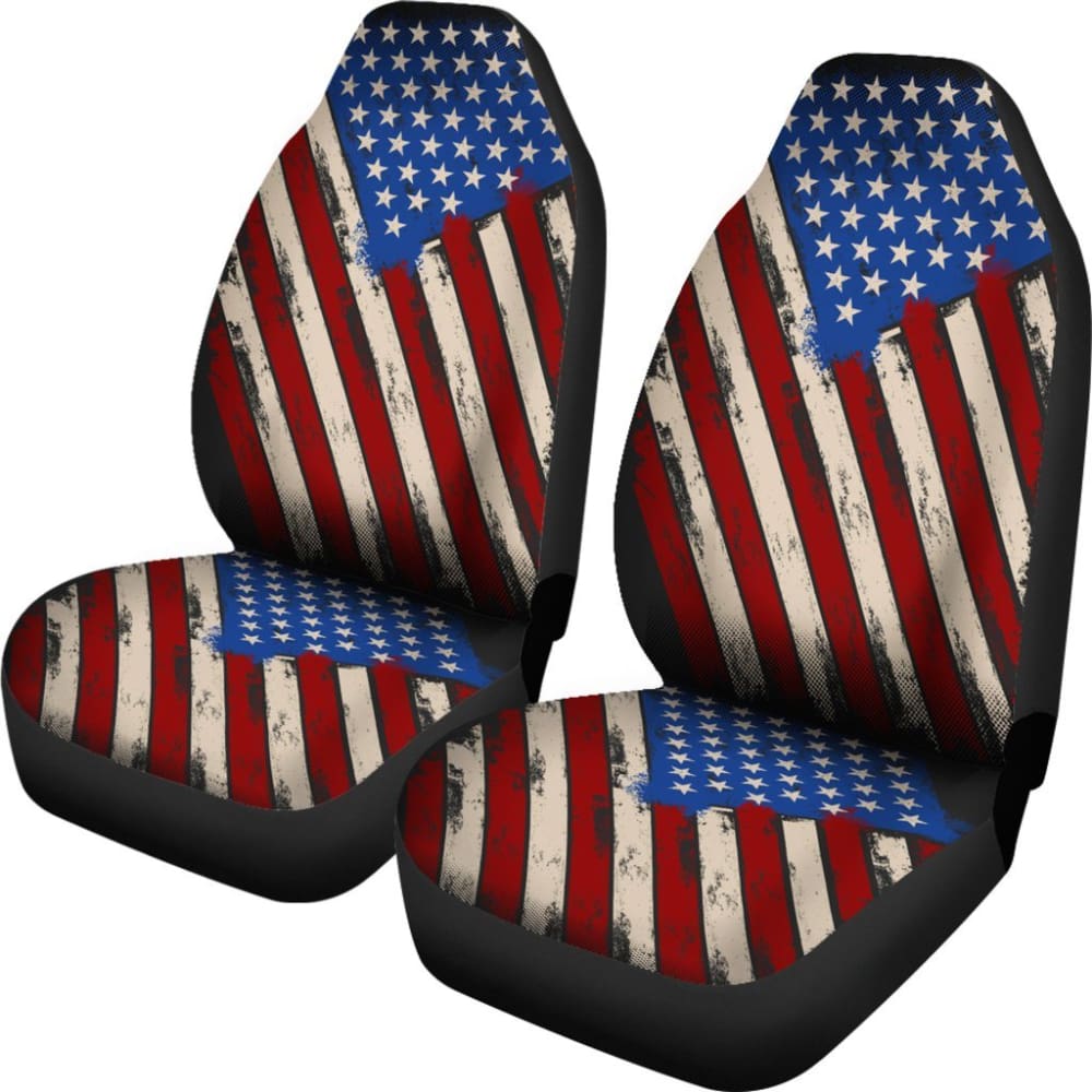 American Flag Red White Blue Car Seat Covers - Patriotic USA Design for Trucks & SUVs - Perfect for 4th of July, Veterans Day & Road Trips