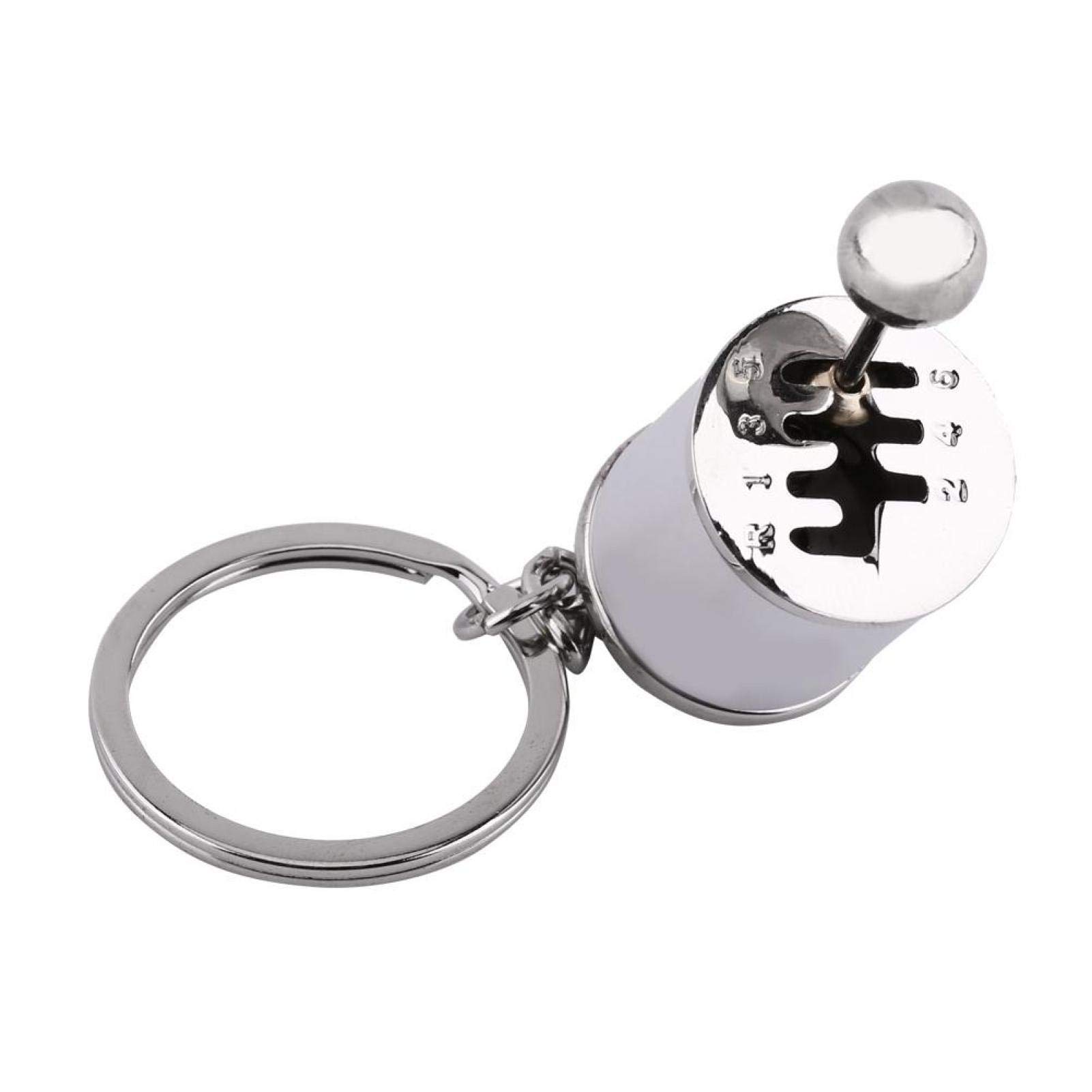 Mini Metal Keychain - Polished Silver Gear Shifter Auto Part Model Key Ring | Creative Car Accessory Gift for Men | Perfect for Car Enthusiasts, Keychain Collectors & Automotive Decor