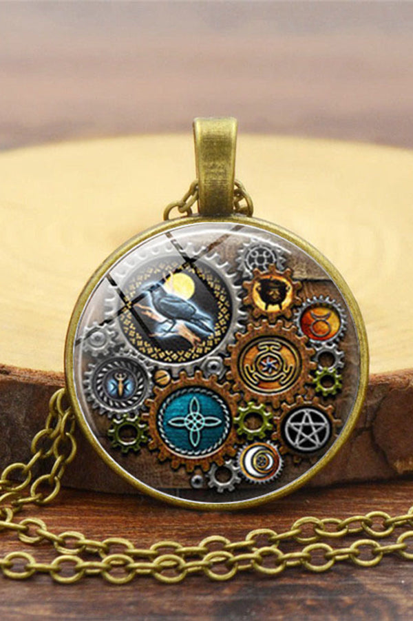 Steampunk Mechanical Time Gem Necklace for Women - Vintage Bronze Pocket Watch Pendant Jewelry - Perfect for Cosplay, Gothic Fashion & Unique Gift Giving