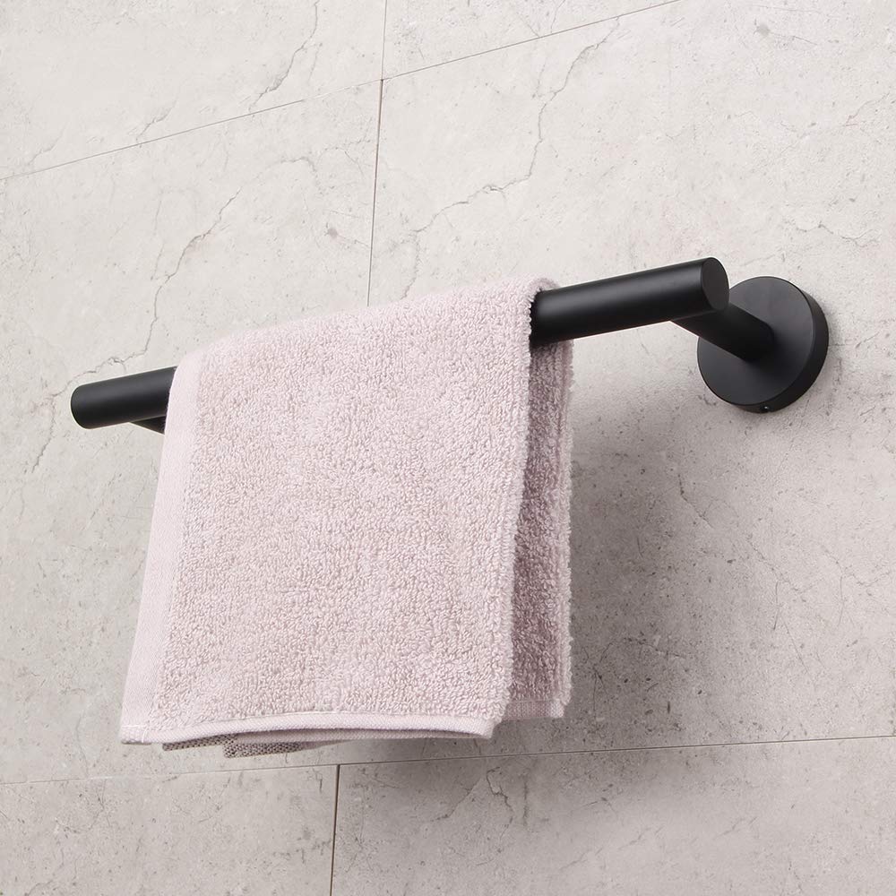 GERZ Contemporary 12-Inch Stainless Steel Towel Bar - Matte Black Wall Mounted Bathroom Towel Holder - SUS 304 Rustproof Bath Accessory for Hand & Face Towels - Perfect for Modern Bathrooms & Powder Rooms