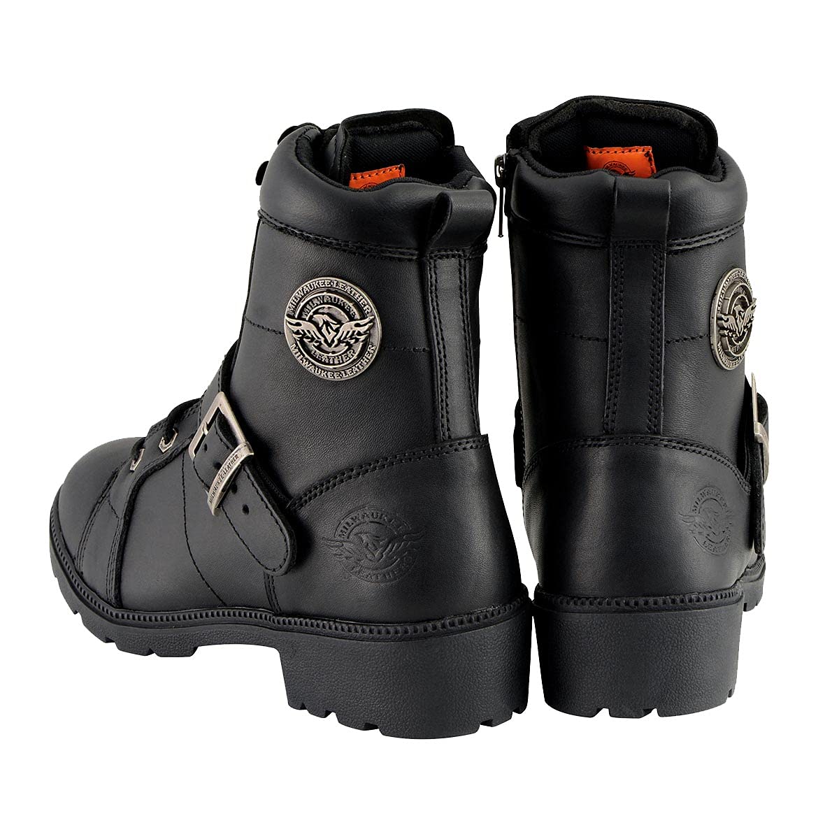 Milwaukee Leather MBL9325W Women's Wide Width Motorcycle Boots - Premium Black Leather Lace-Up Biker Boots for Riding & Outdoor Adventures