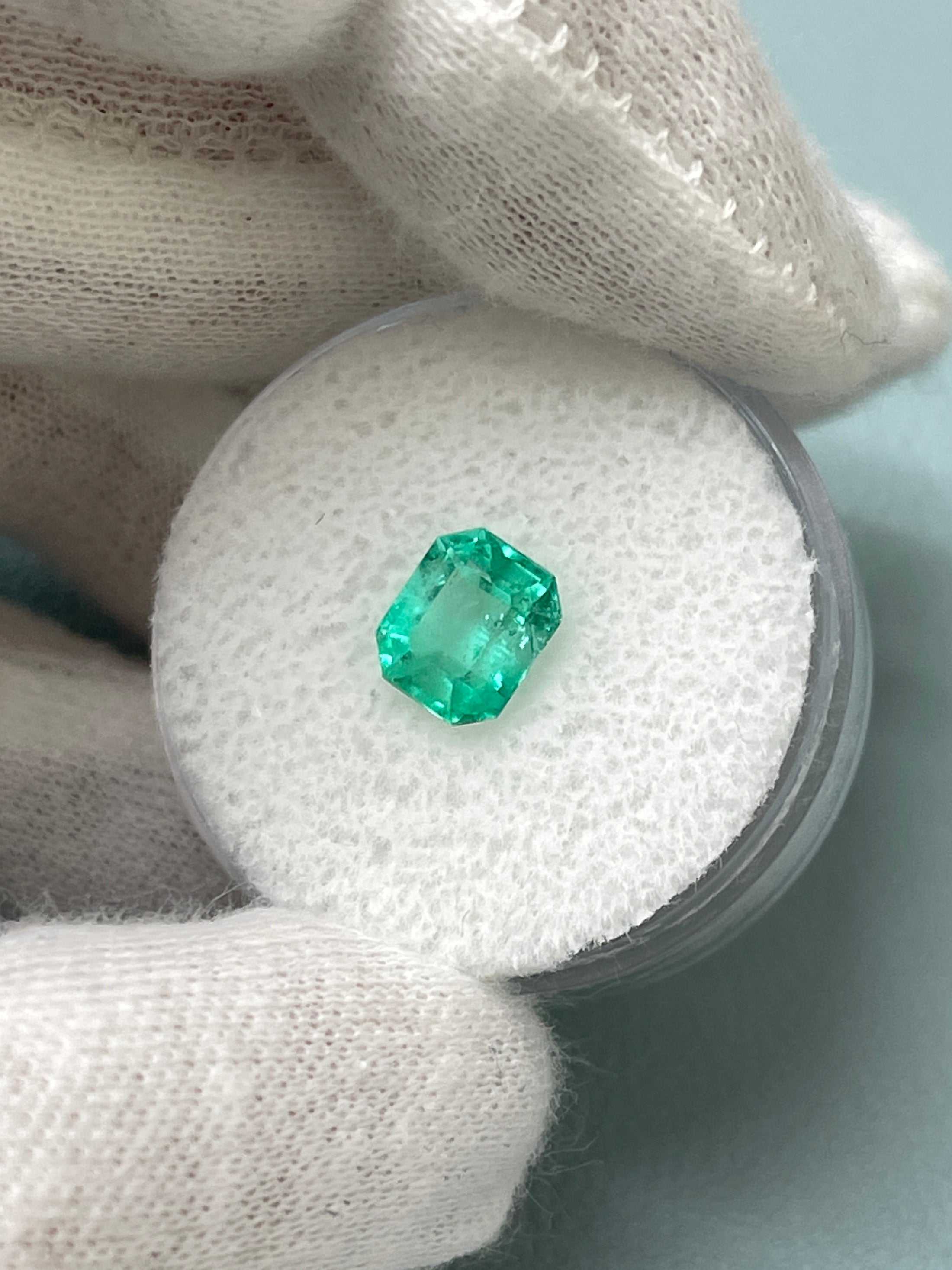 1.50 Carat Natural Colombian Emerald - 7.4x6.3mm Eye Clean Emerald Cut Loose Gemstone for Engagement Rings, Jewelry Making & Fine Collections