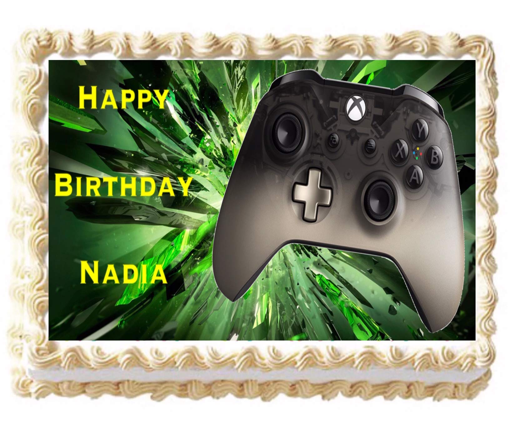 Edible Xbox Controller Cake Topper - Custom Birthday Party Decoration for Fondant & Frosting - 1/4 Sheet Cake Decor - Perfect for Gamer Parties & Video Game Themed Celebrations