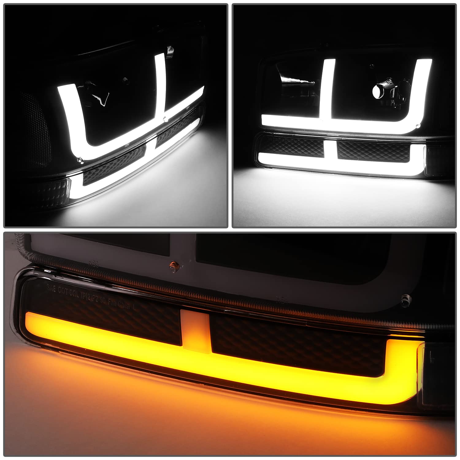 DNA MOTORING Black Headlights for 99-06 Sierra 1500 - Perfect for Night Driving
