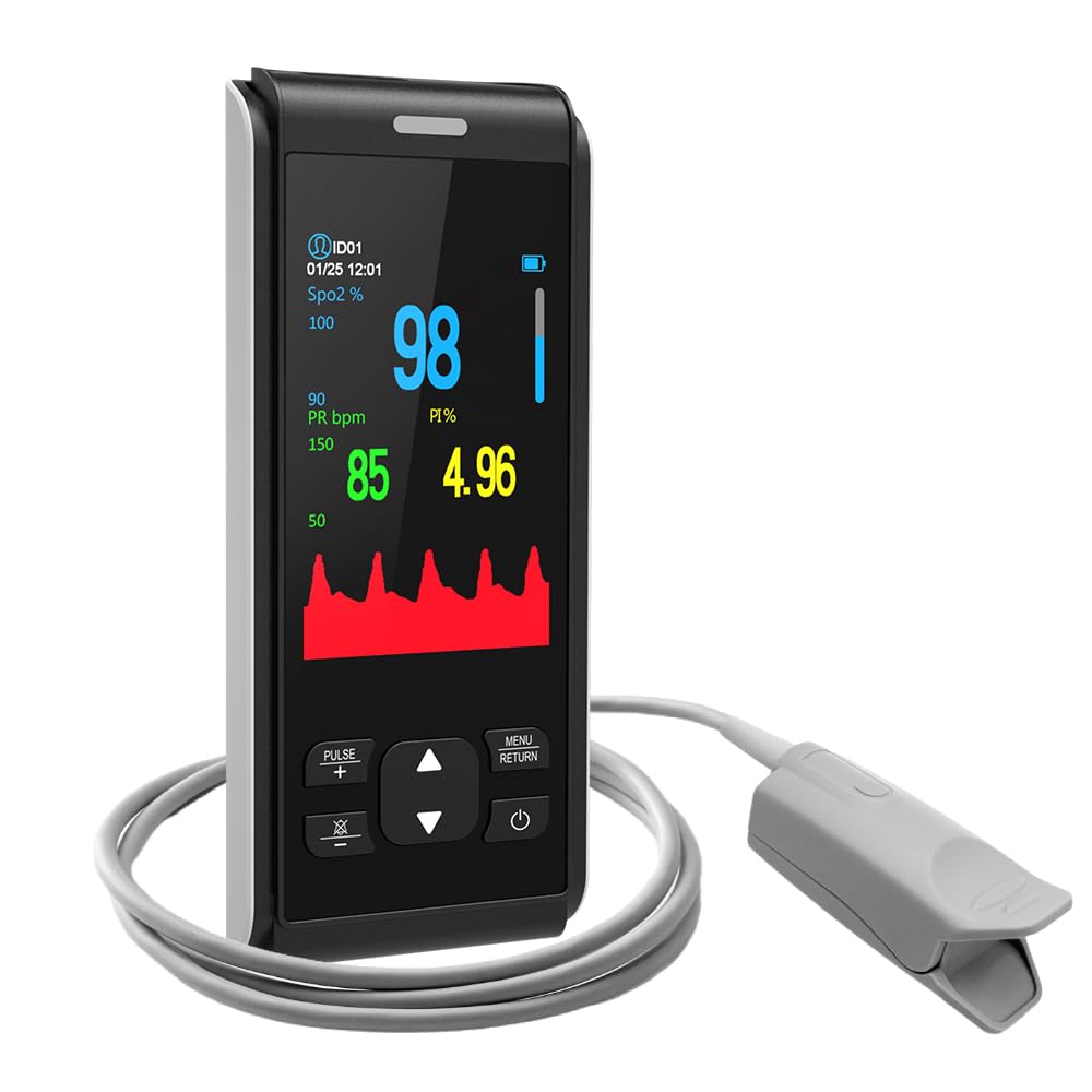 Best Fingertip Pulse Oximeter - Continuous SpO2, PR & PI Monitor for Adults - Rechargeable Blood Oxygen Saturation Meter - Perfect for Home Use, Fitness Tracking & Health Monitoring