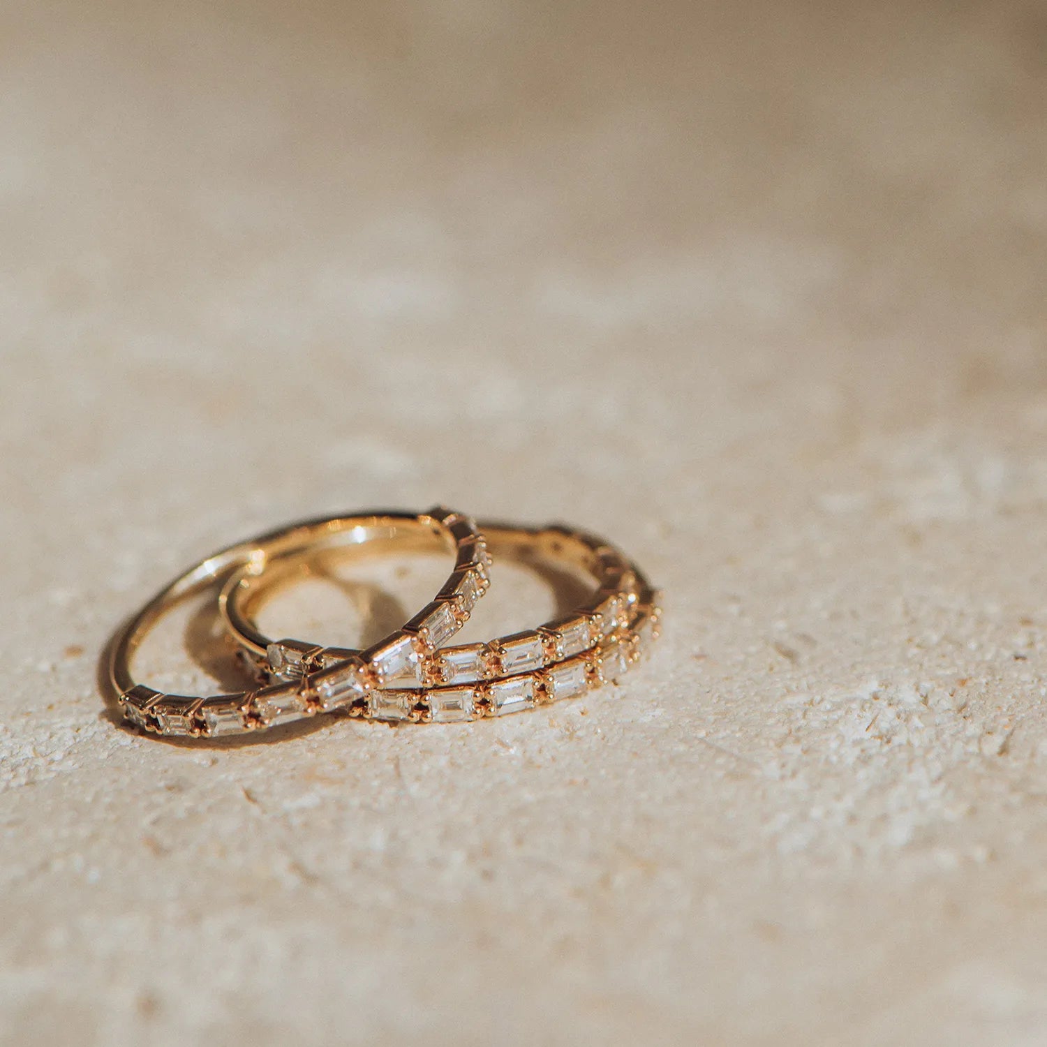 14K Yellow Gold Moirai Ring with White Diamonds - Elegant Jewelry for Weddings, Anniversaries & Special Occasions