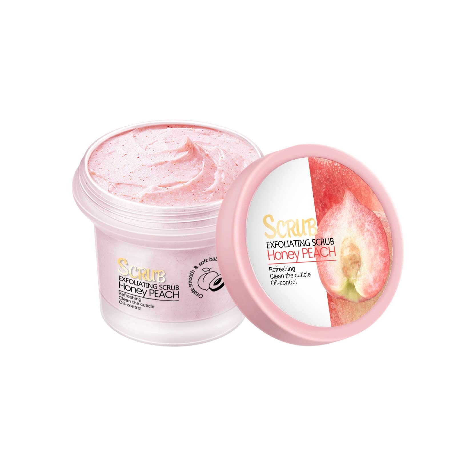 Organic Peach Body Scrub - Hydrating, Exfoliating & Oil Control Face & Body Scrub for Soft Skin | Vegan, Cruelty-Free Skincare | Perfect for Shower, Spa & Daily Exfoliation Routine (Pink, One Size)