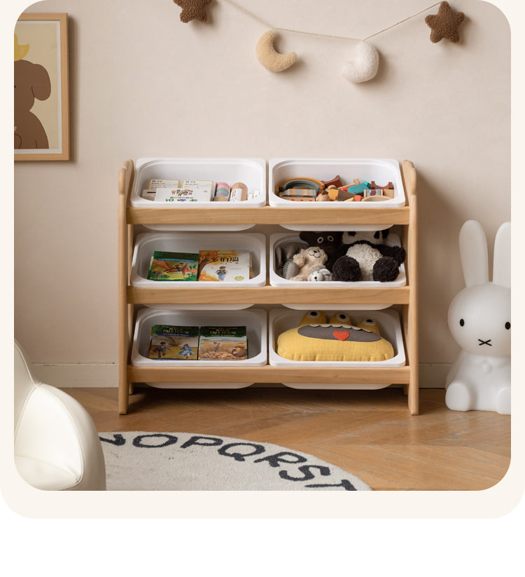 Solid Wood Kids Bookshelf - Poplar Multi-Tier Floor Standing Storage Organizer for Toys, Books & Nursery Decor | Perfect for Playrooms, Bedrooms & Daycares