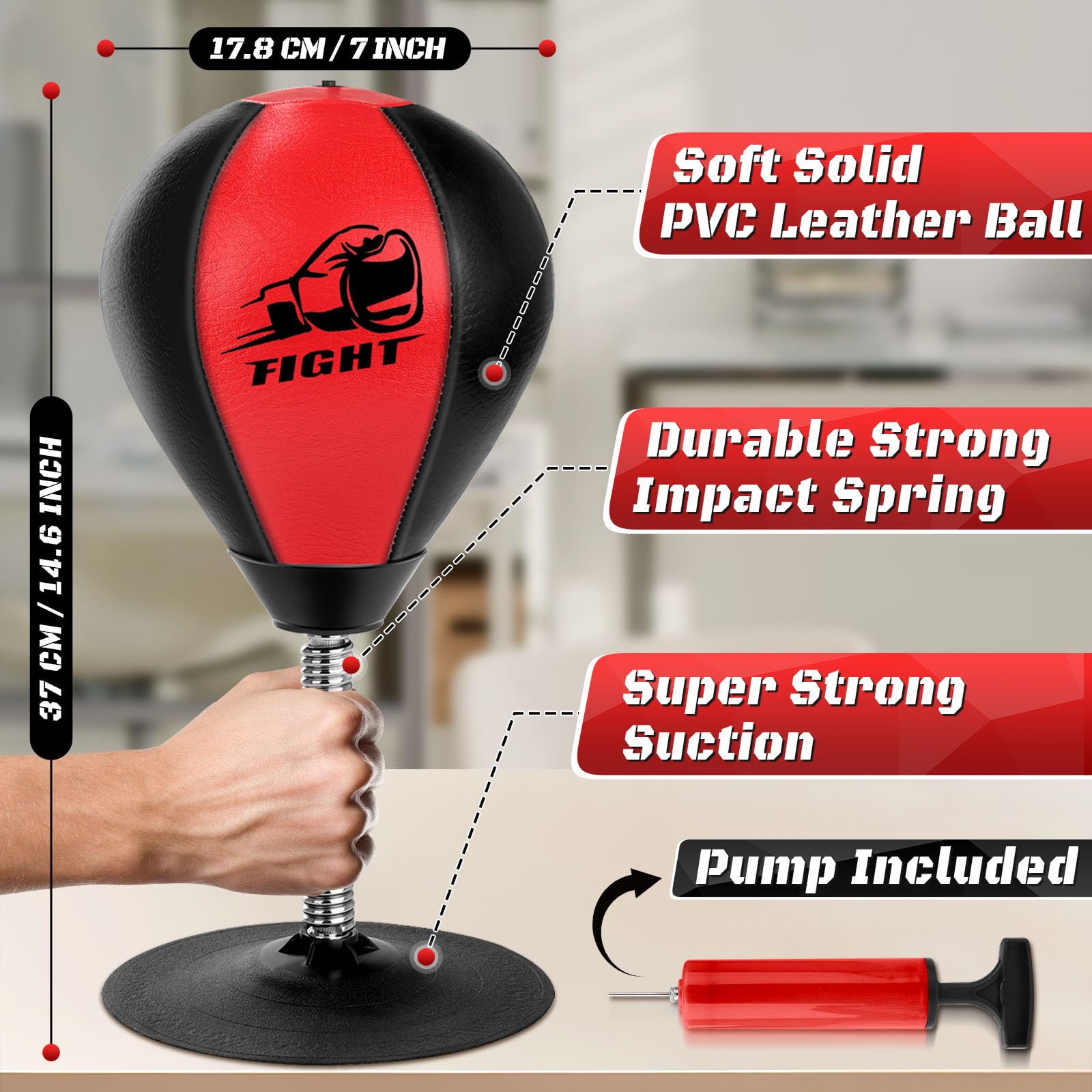 Desktop Punching Bag for Stress Relief - Boxing Speed Ball with Super Suction Cup for Office Desk - Perfect Christmas & Thanksgiving Gift for Boss, Coworkers - Great for Office Stress Relief & Quick Workout Breaks