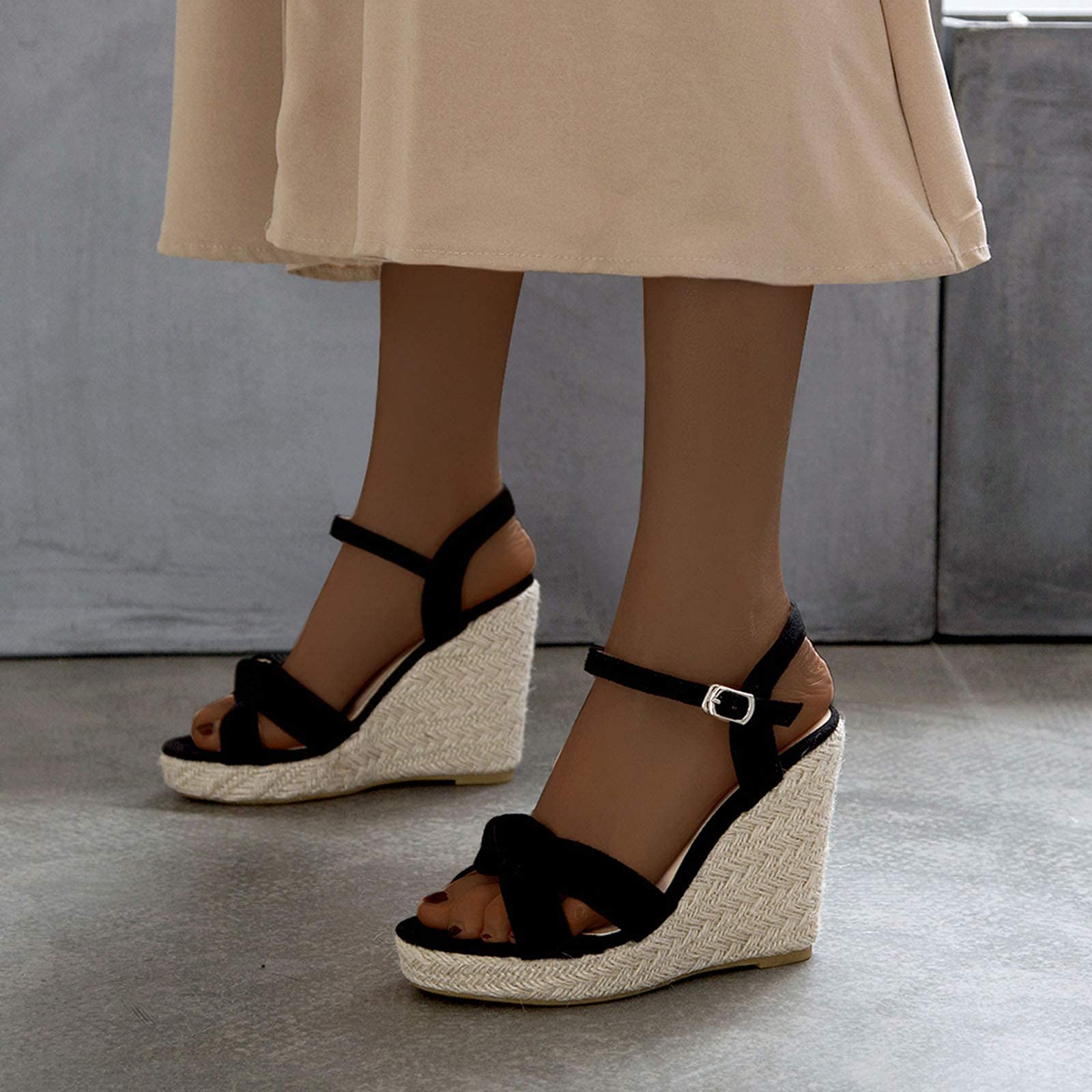 ZBYY Women's Summer Wedge Sandals - Ankle Strap Open Toe Espadrille Dress Sandals with Strappy Design | Perfect for Beach, Vacation, and Casual Outings
