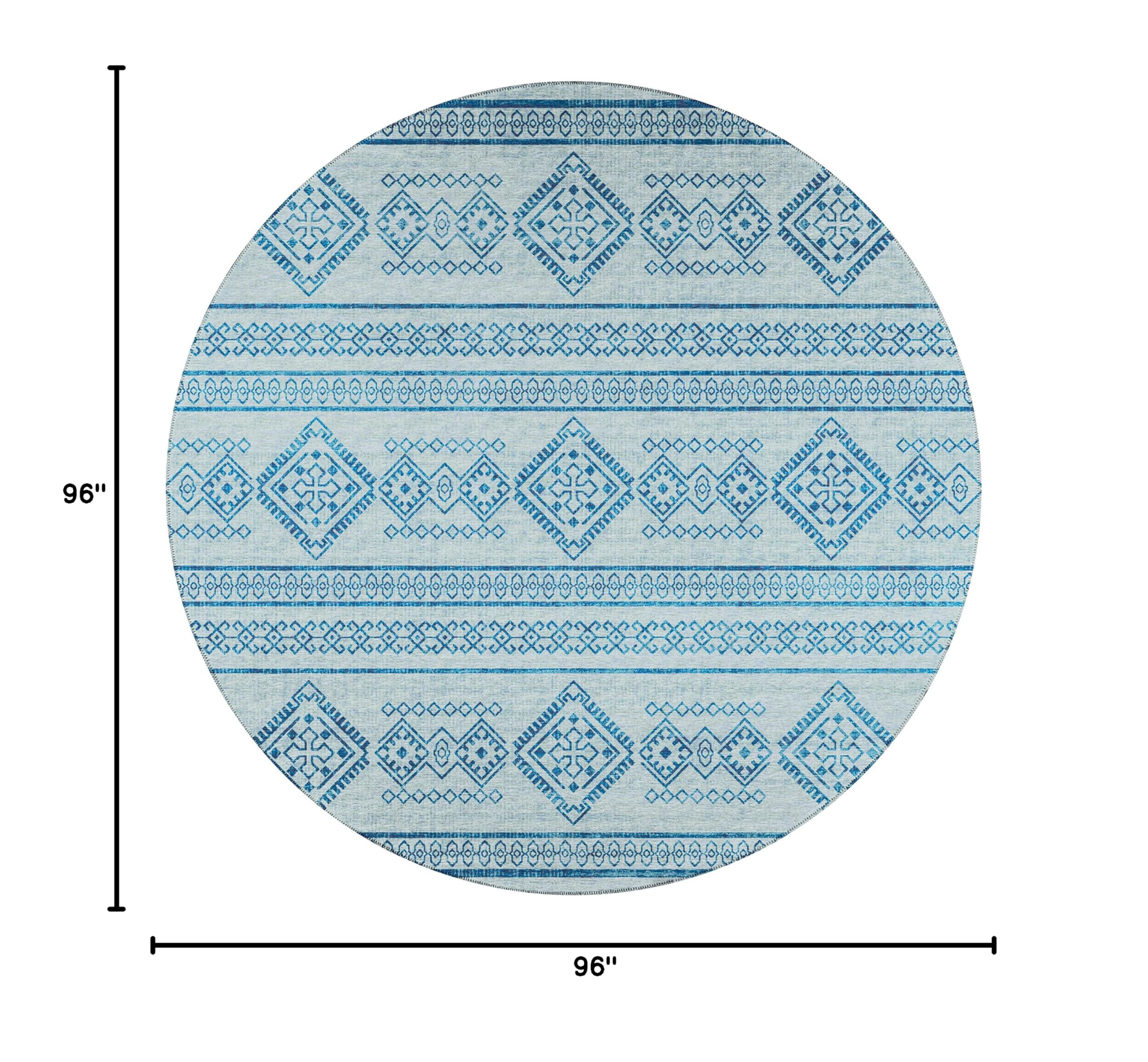 Addison Rugs Yuma AYU44 Blue 8' x 8' Square Area Rug - Soft Plush Living Room Carpet for Bedroom, Dining Room, and Home Decor