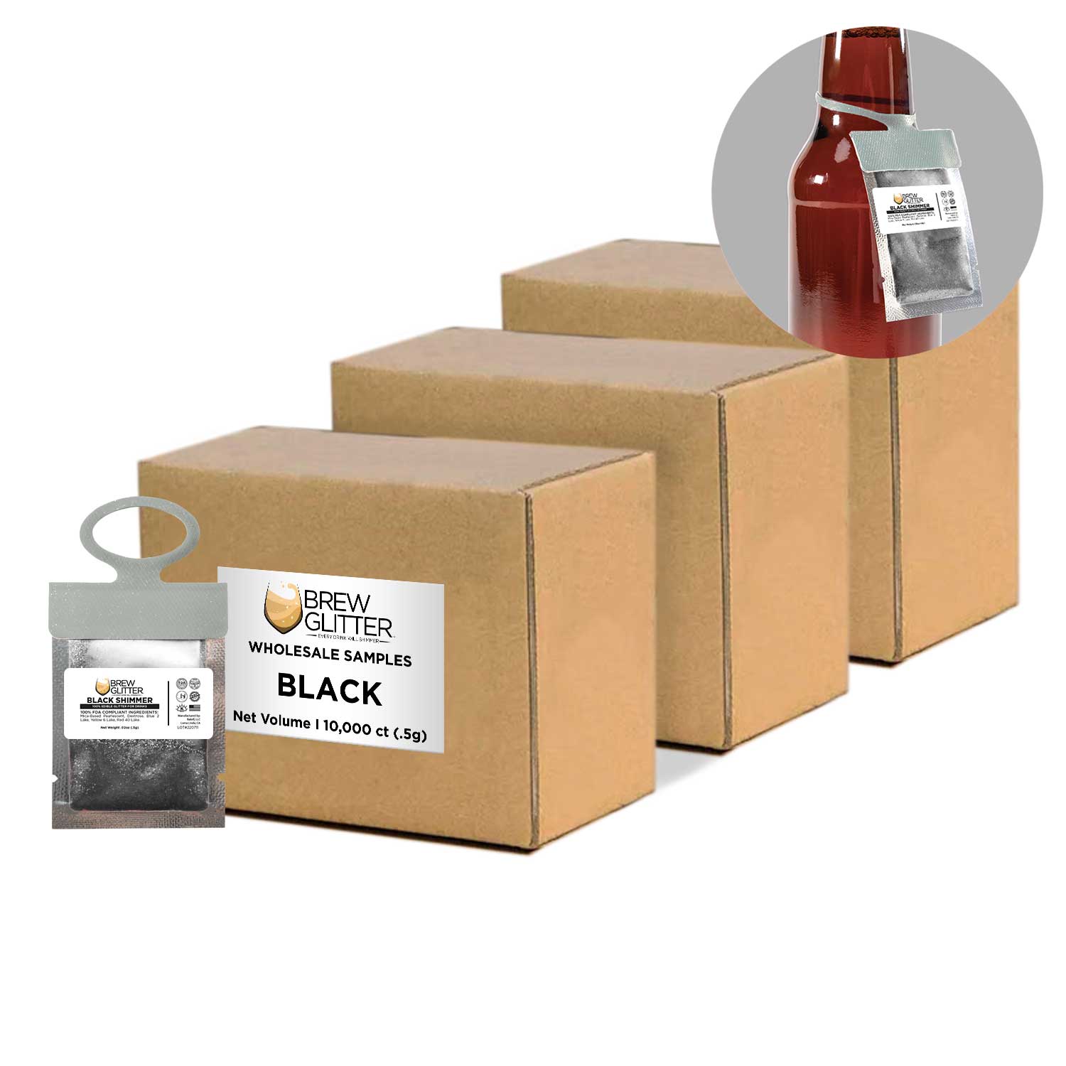 Black Brew Glitter® Necker - Bulk Wholesale Scarf for Women & Men | Perfect for Parties, Festivals, and Fashion Accessories