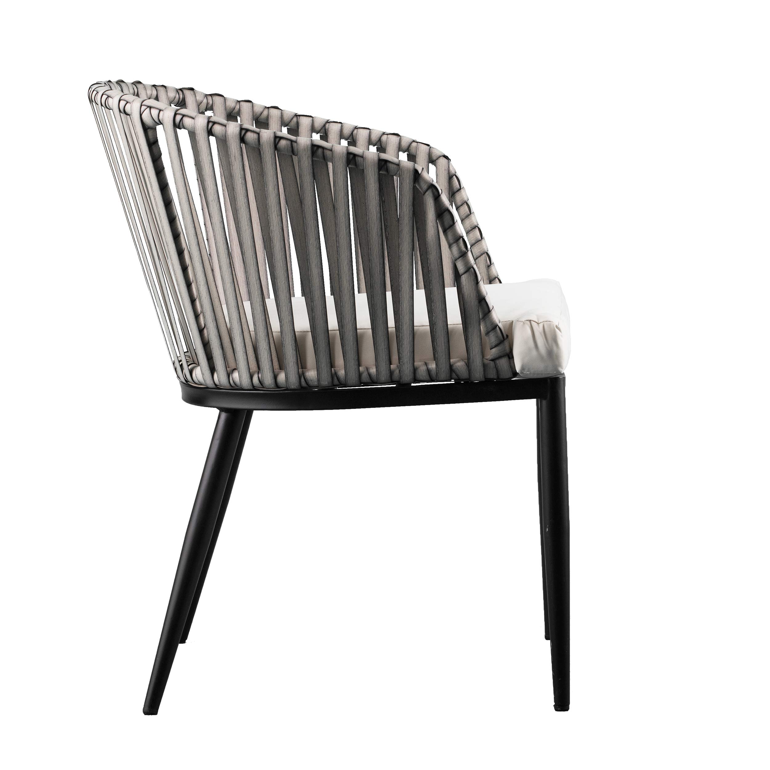 SEI Furniture Melilani Outdoor Patio Chairs Set of 2 - Waterproof Wicker Rattan Lounge Chairs with Cushions, Black & White - Perfect for Backyard, Poolside, Garden, and Deck Relaxation