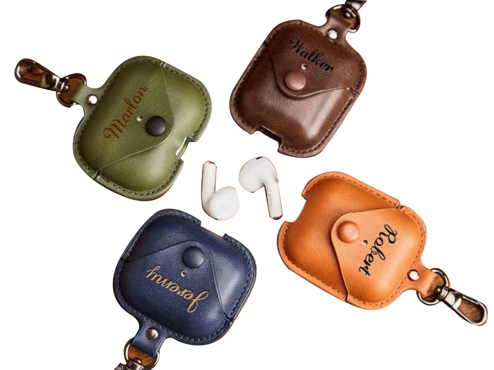 Custom Engraved Leather AirPods 1/2/3 Pro Case - Gift for Men & Mom